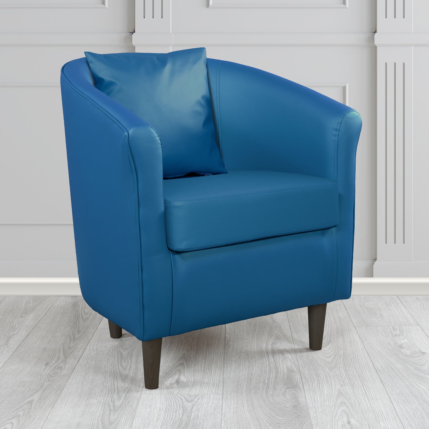 St Tropez Tub Chair with Scatter Cushion in Madrid Royal Faux Leather - The Tub Chair Shop