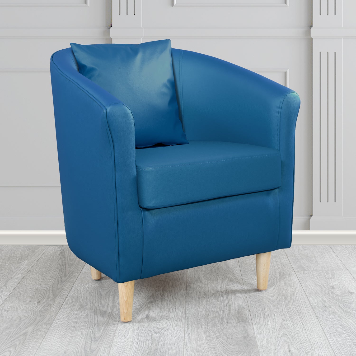 St Tropez Tub Chair with Scatter Cushion in Madrid Royal Faux Leather - The Tub Chair Shop