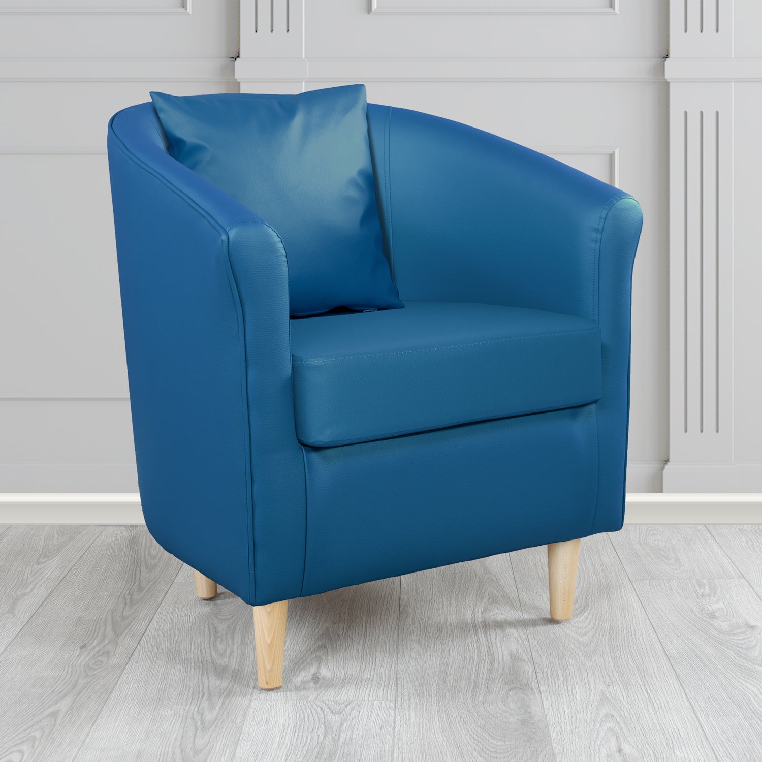 St Tropez Tub Chair with Scatter Cushion in Madrid Faux Leather - The Tub Chair Shop