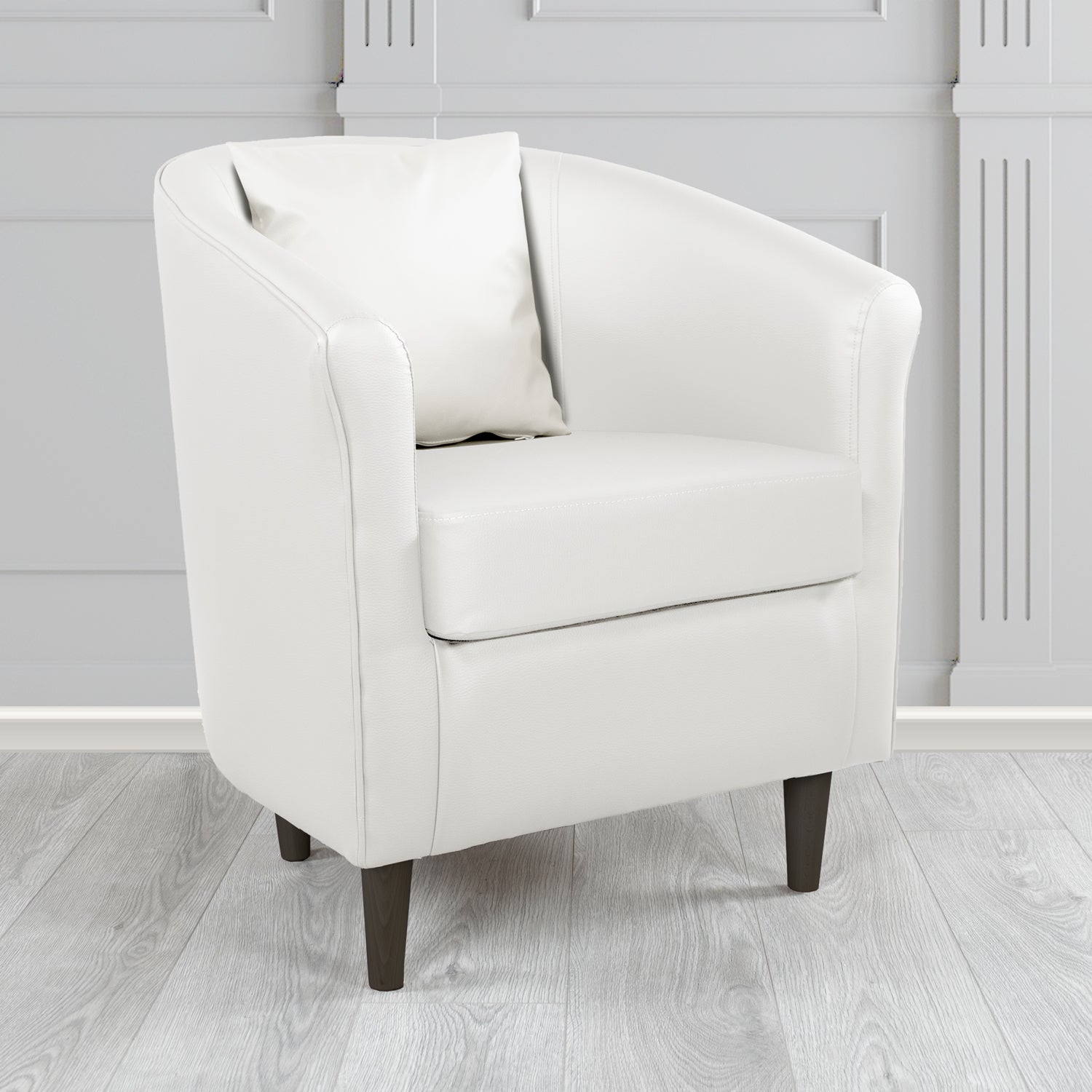 St Tropez Tub Chair with Scatter Cushion in Madrid White Faux Leather