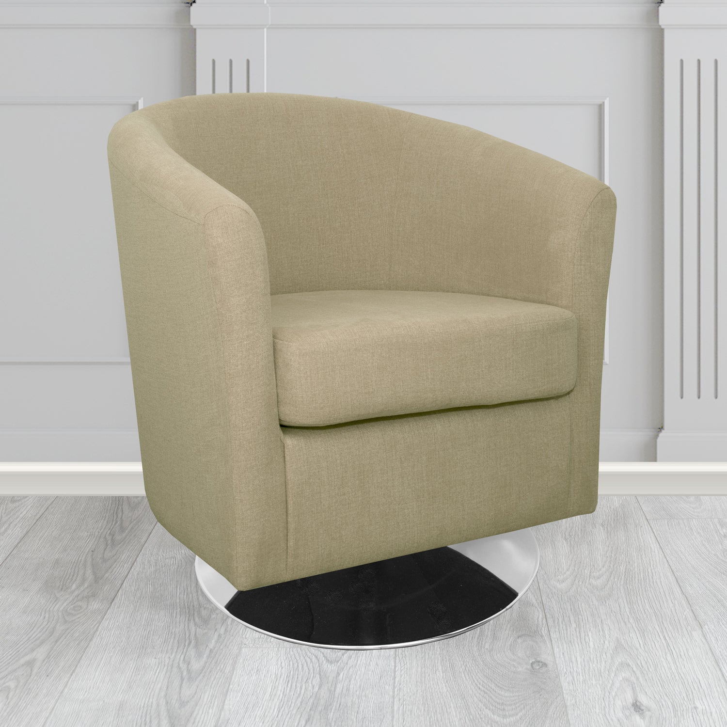 St Tropez Swivel Tub Chair in Moda Bracken MOD2227 Linen Fabric
