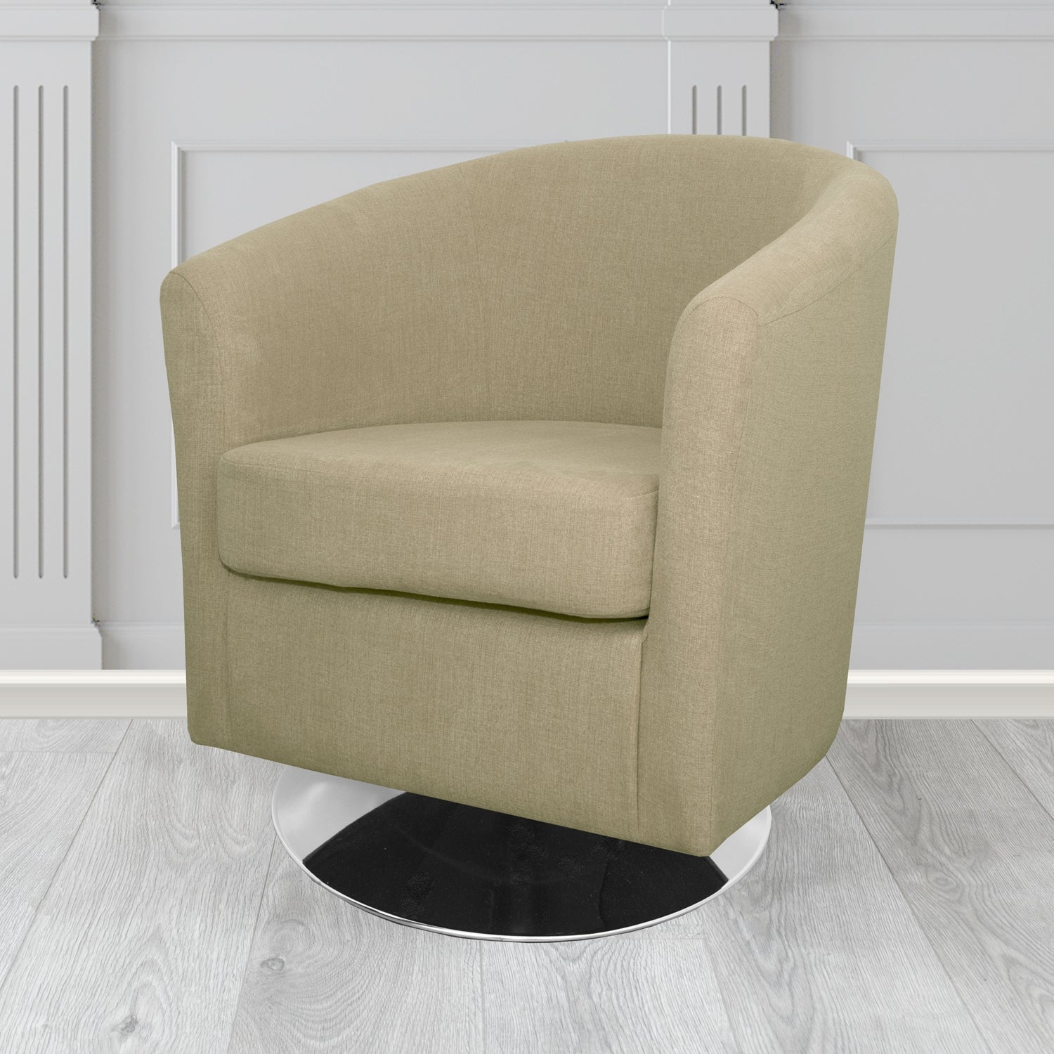 St Tropez Swivel Tub Chair in Moda Bracken MOD2227 Linen Fabric