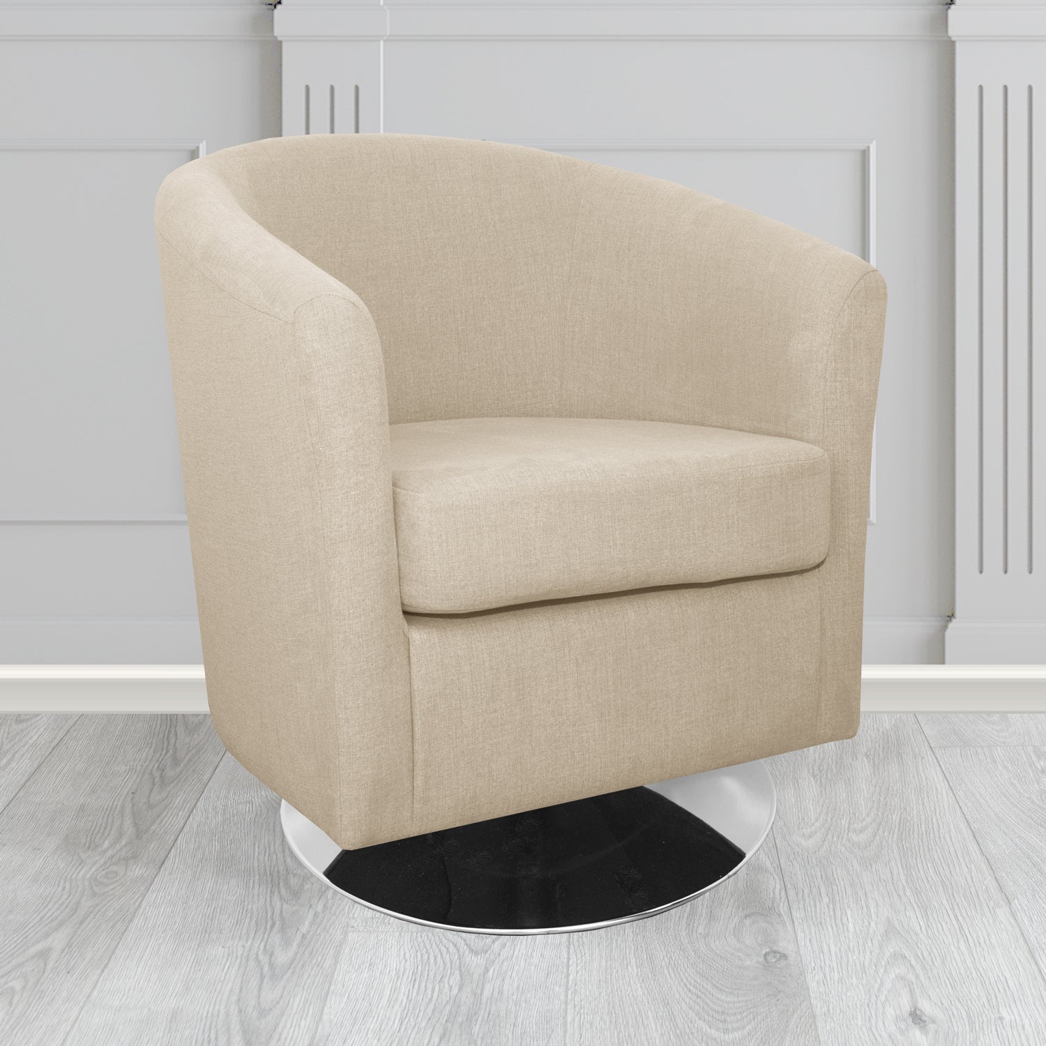 St Tropez Swivel Tub Chair in Moda Stone MOD2223 Linen Fabric