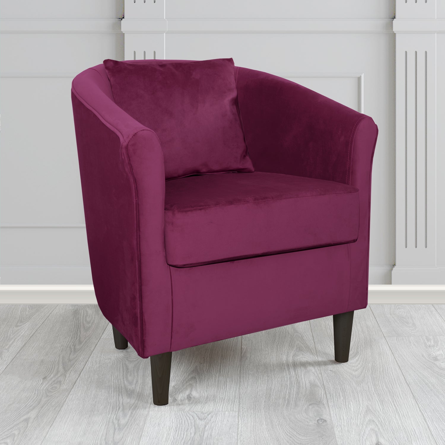 St Tropez Tub Chair with Scatter Cushion in Monaco Velvet Fabric - The Tub Chair Shop
