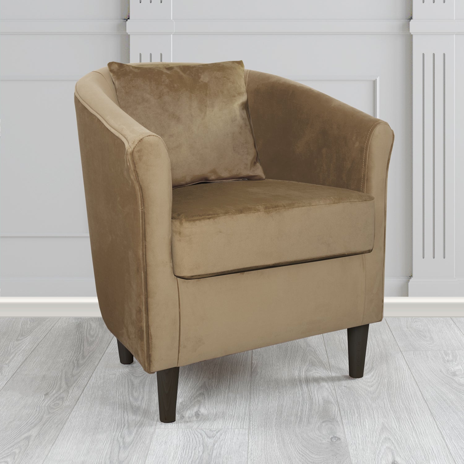 St Tropez Tub Chair with Scatter Cushion in Monaco Velvet Fabric - The Tub Chair Shop