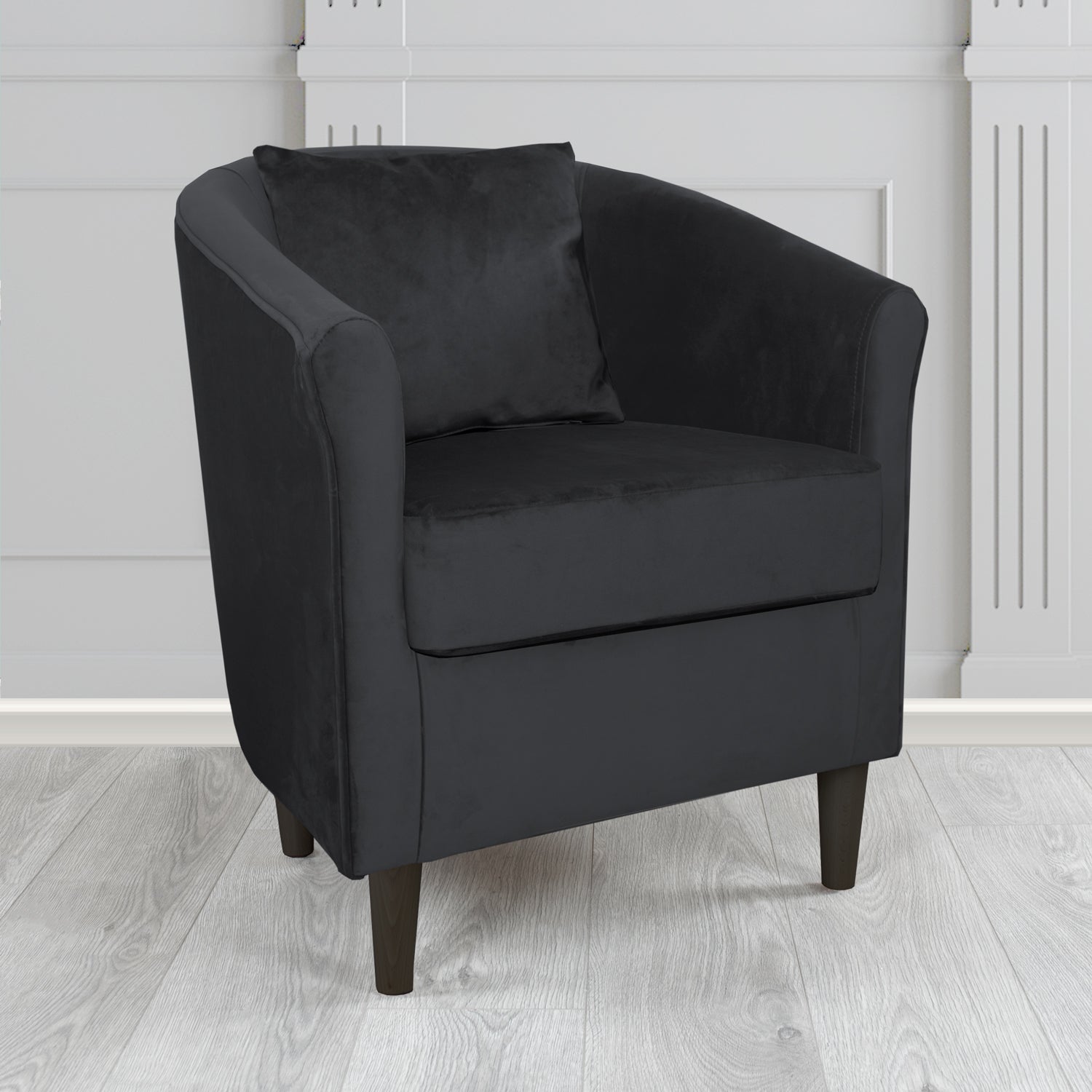 St Tropez Tub Chair with Scatter Cushion in Monaco Velvet Fabric - The Tub Chair Shop