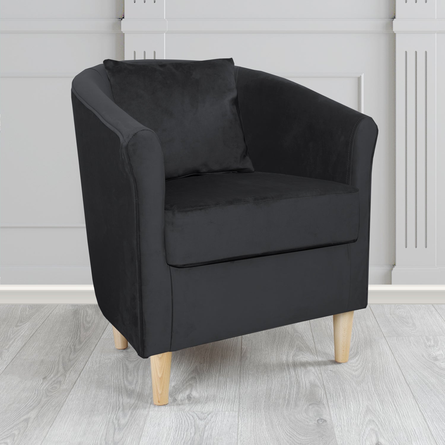 St Tropez Tub Chair with Scatter Cushion in Monaco Velvet Fabric - The Tub Chair Shop