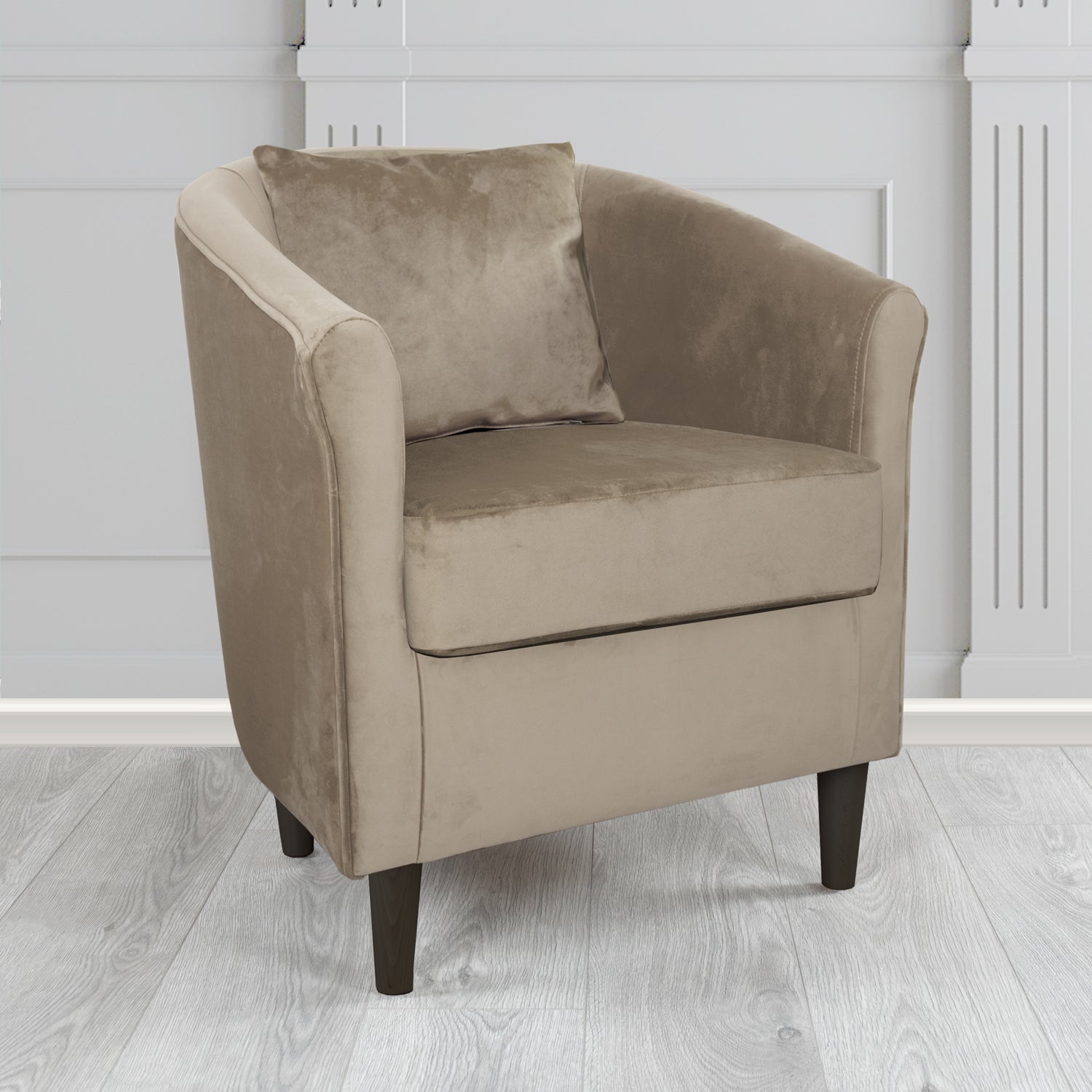 St Tropez Tub Chair with Scatter Cushion in Monaco Velvet Fabric - The Tub Chair Shop