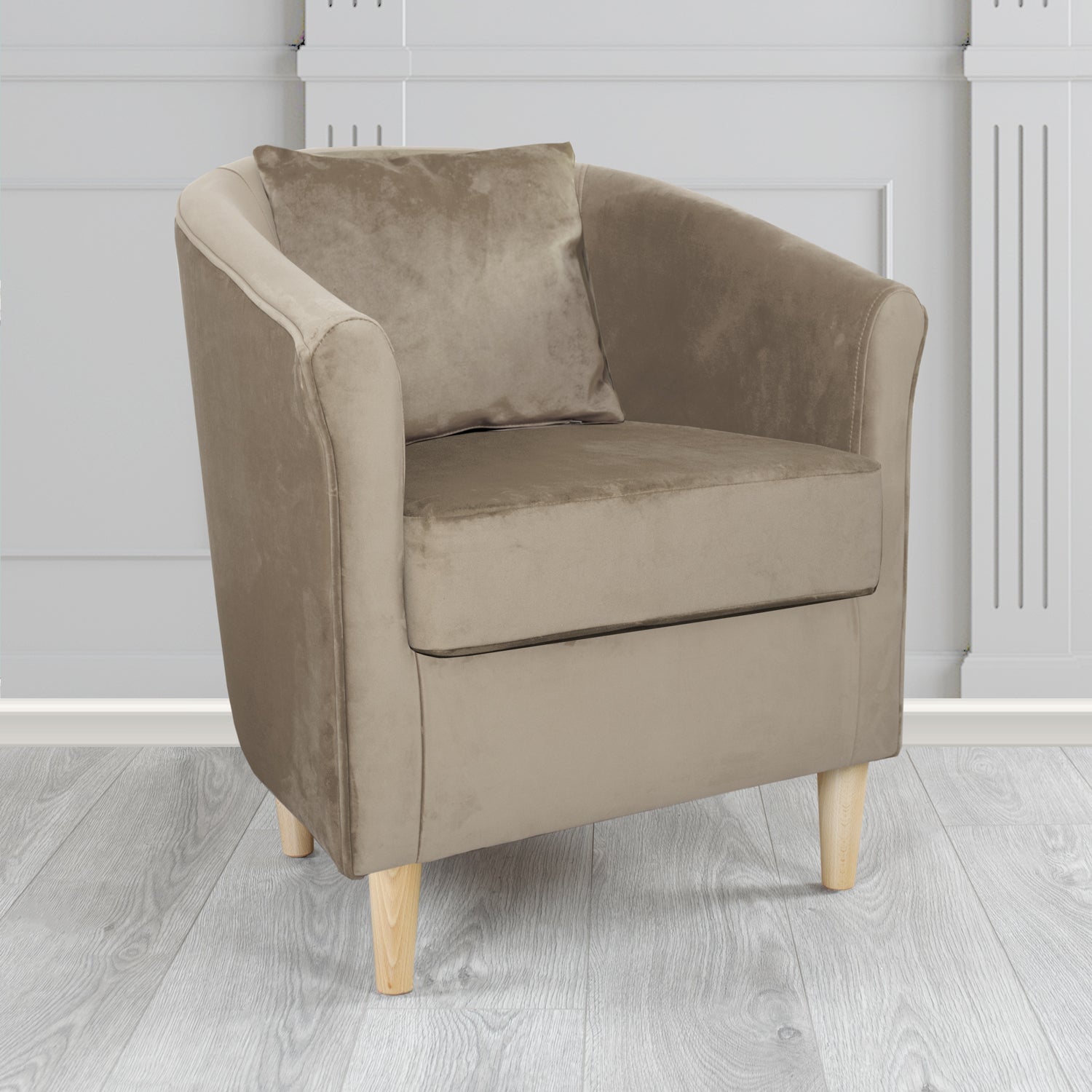 St Tropez Tub Chair with Scatter Cushion in Monaco Velvet Fabric - The Tub Chair Shop