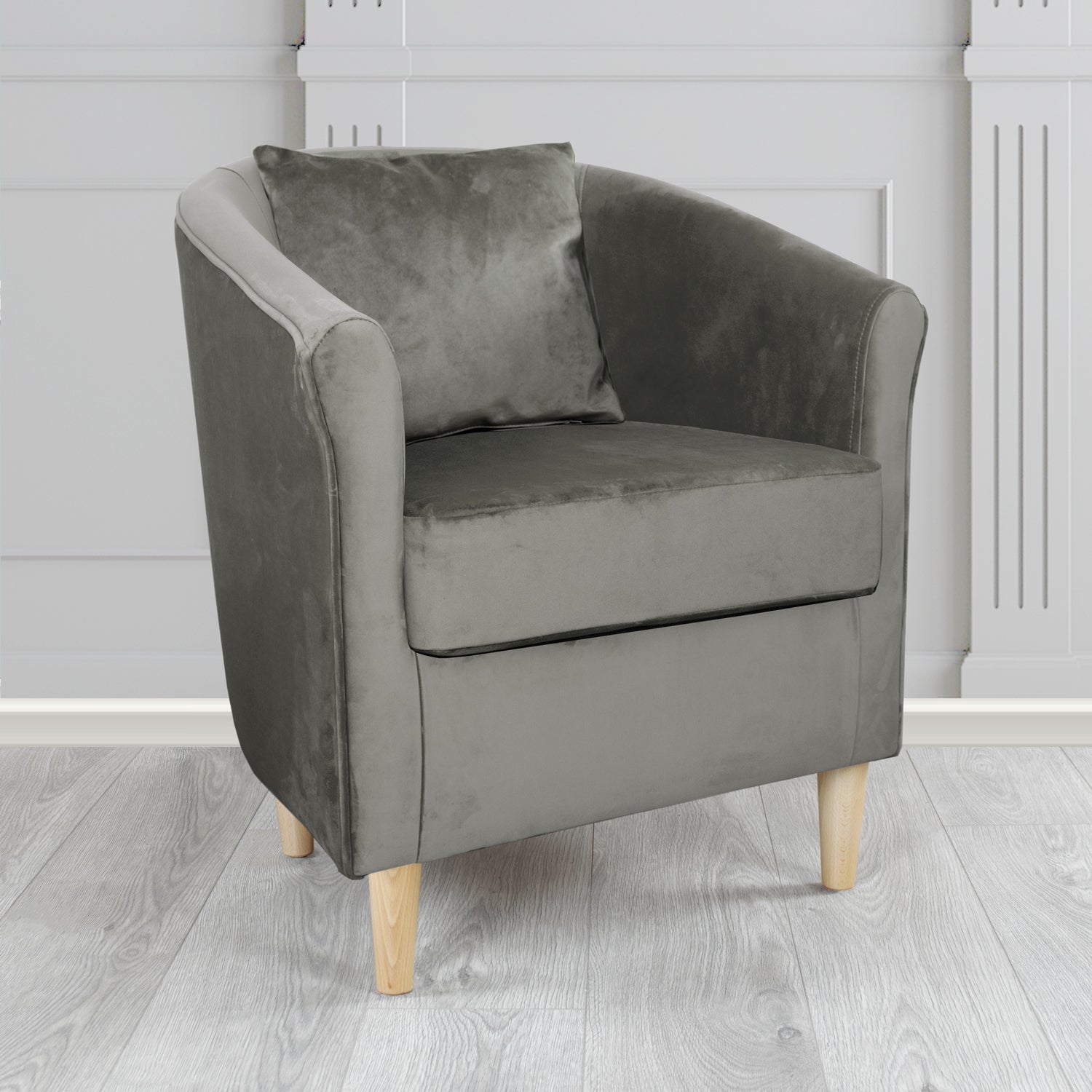 St Tropez Tub Chair with Scatter Cushion in Monaco Velvet Fabric