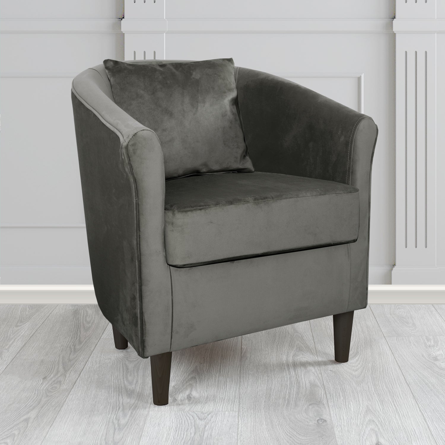 St Tropez Tub Chair with Scatter Cushion in Monaco Velvet Fabric