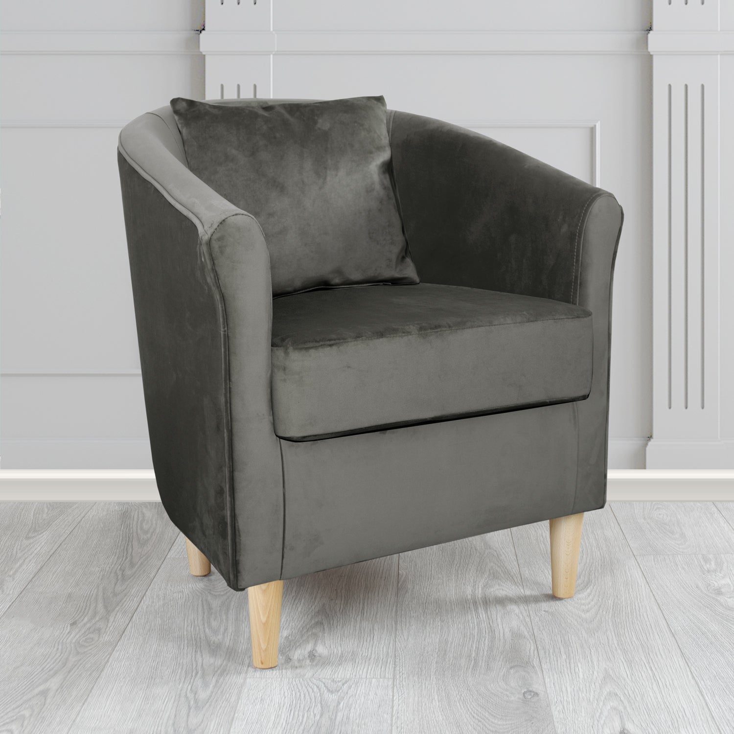 St Tropez Tub Chair with Scatter Cushion in Monaco Velvet Fabric