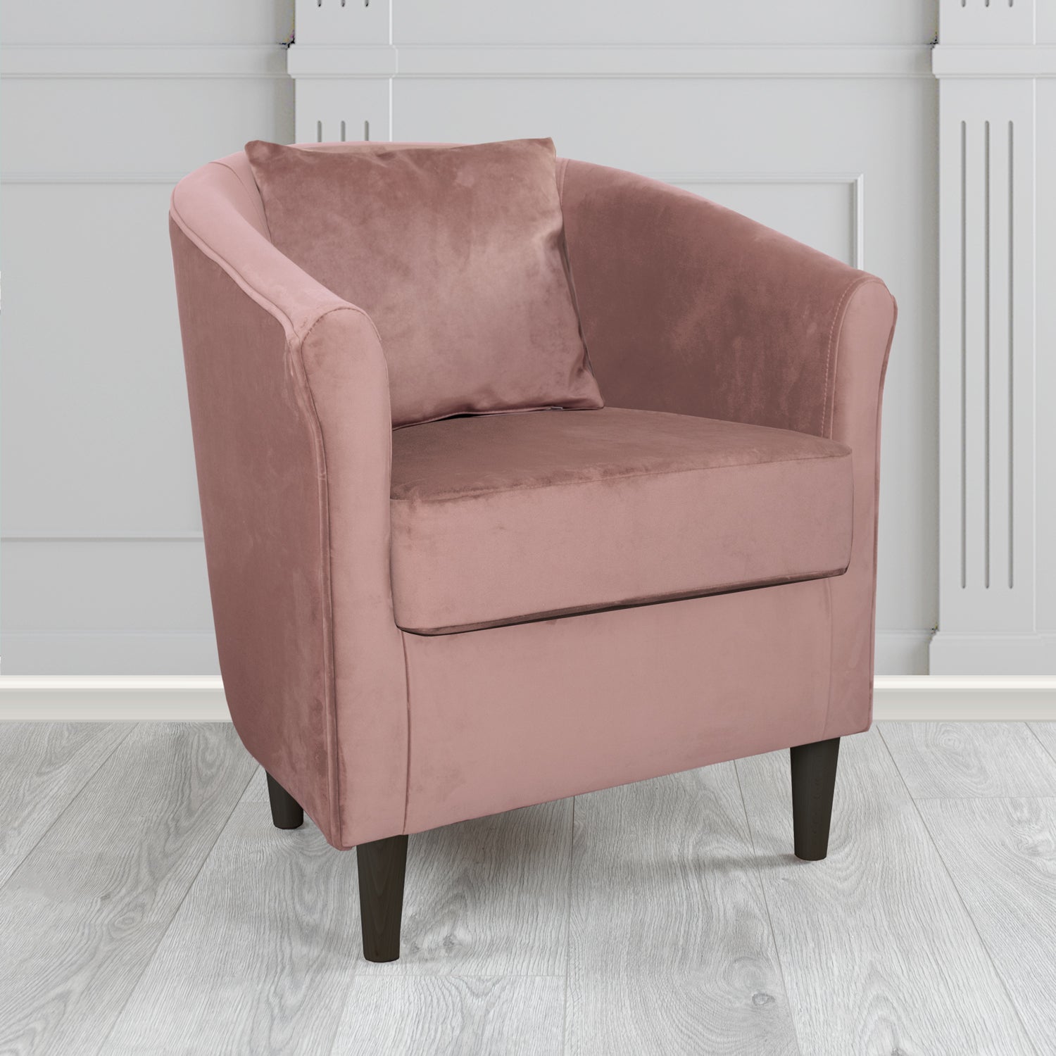 St Tropez Tub Chair with Scatter Cushion in Monaco Velvet Fabric
