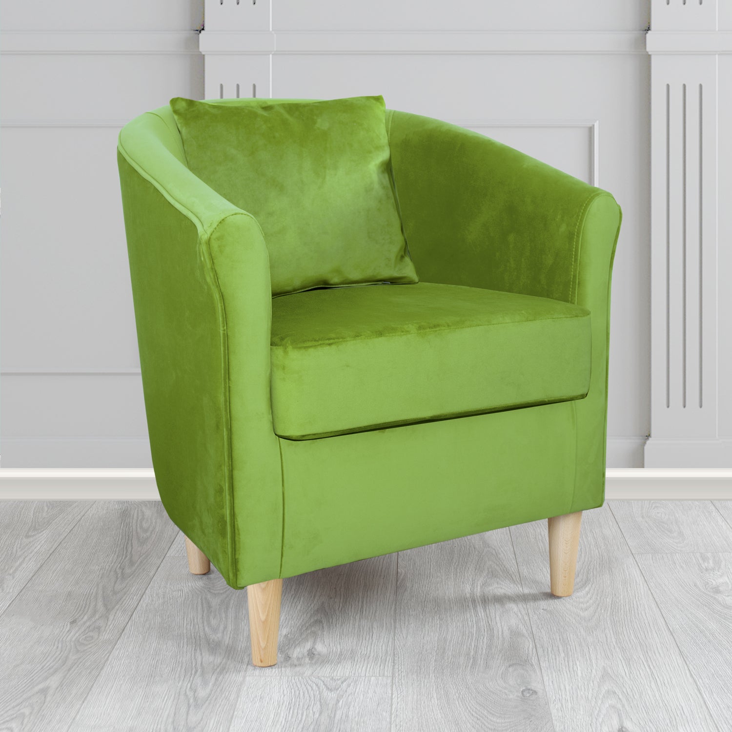 St Tropez Tub Chair with Scatter Cushion in Monaco Velvet Fabric