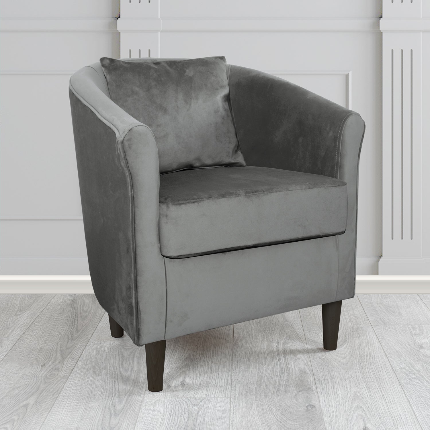 St Tropez Tub Chair with Scatter Cushion in Monaco Velvet Fabric
