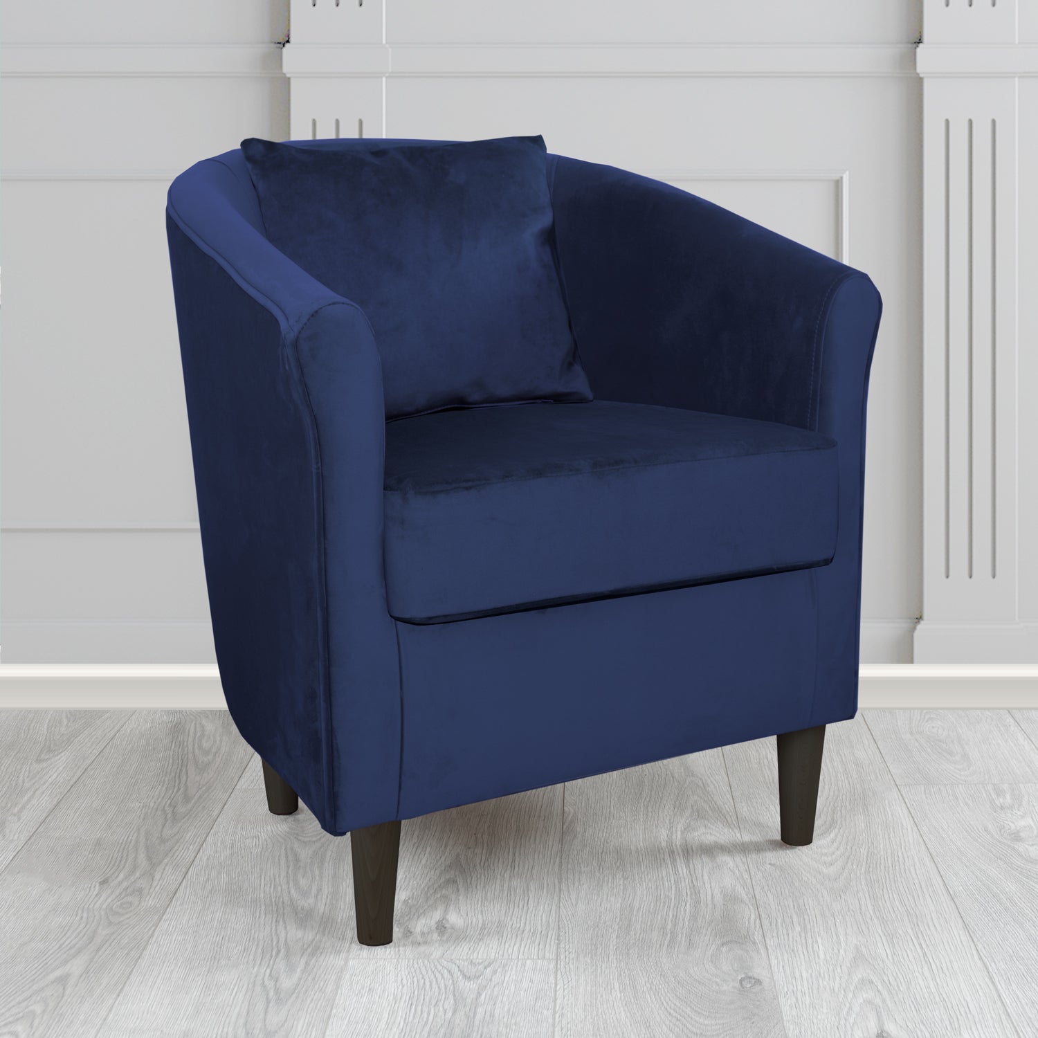 St Tropez Tub Chair with Scatter Cushion in Monaco Velvet Fabric