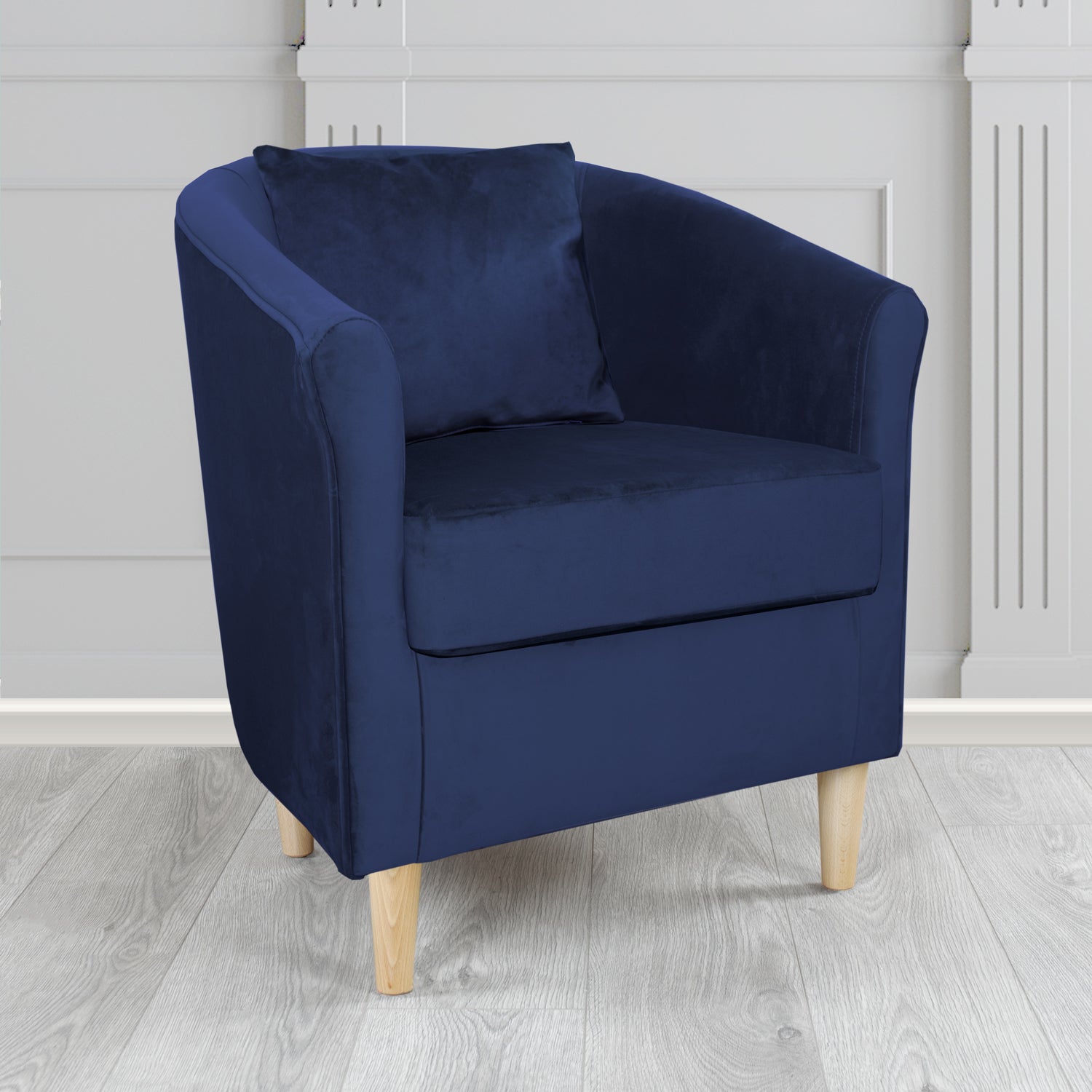 St Tropez Tub Chair with Scatter Cushion in Monaco Velvet Fabric