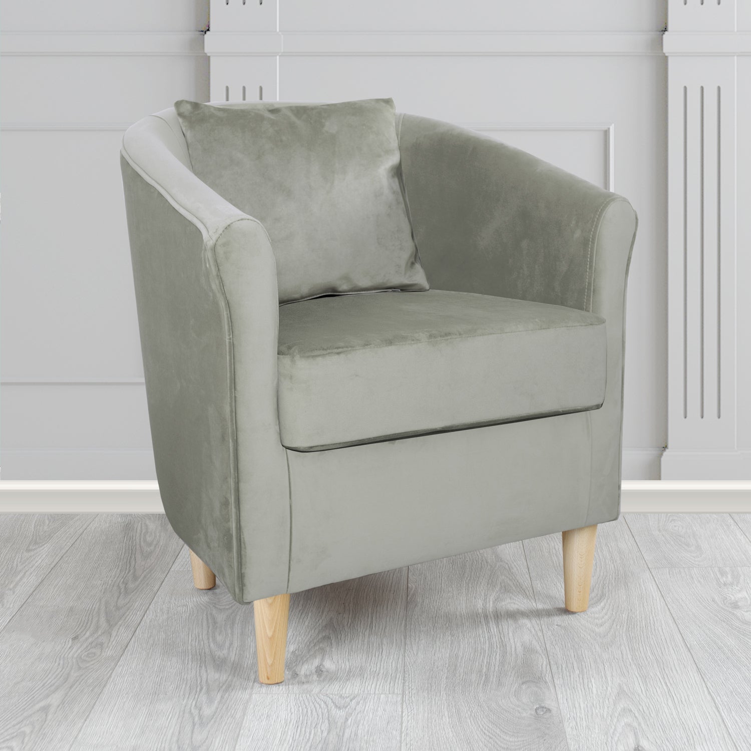 St Tropez Tub Chair with Scatter Cushion in Monaco Velvet Fabric