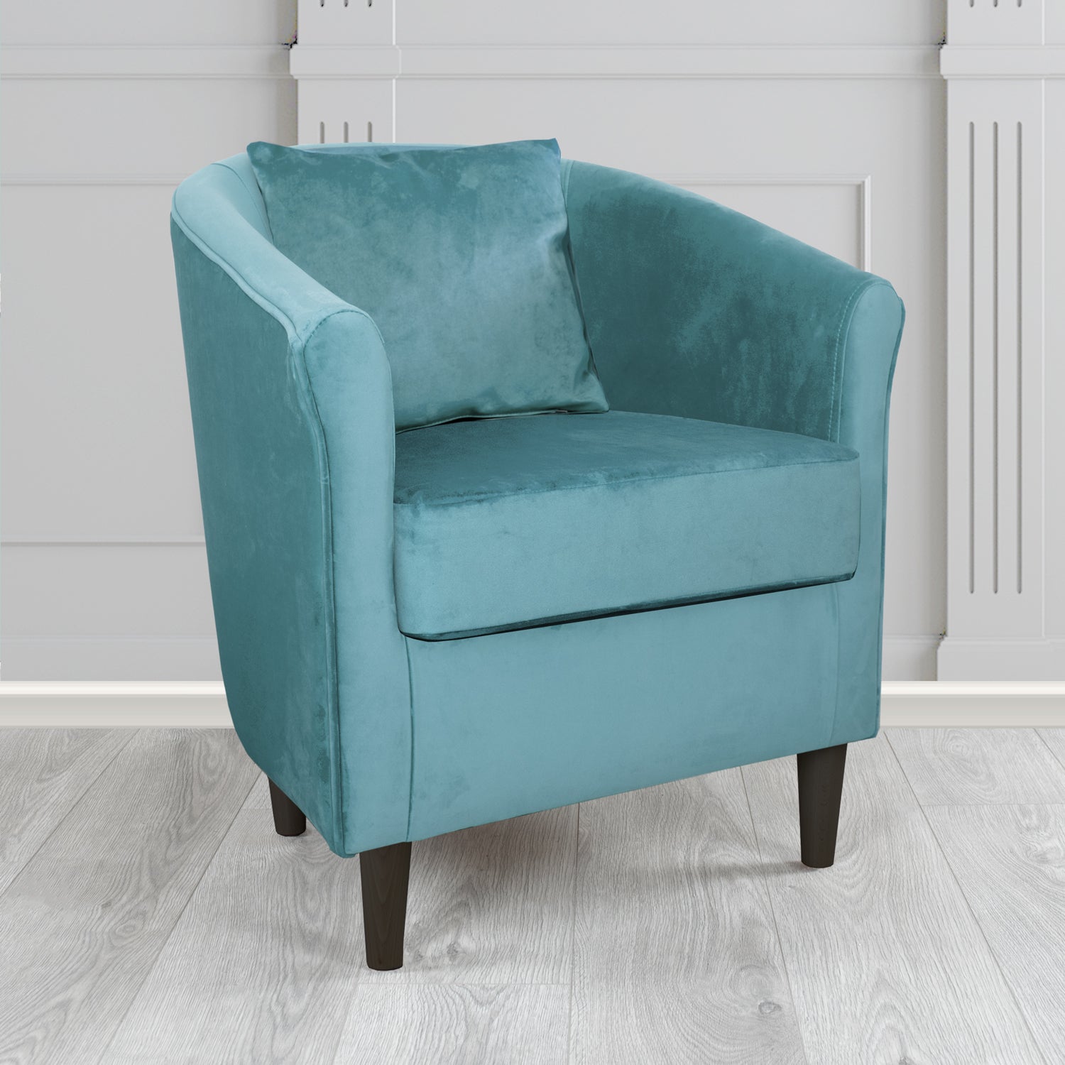 St Tropez Tub Chair with Scatter Cushion in Monaco Velvet Fabric