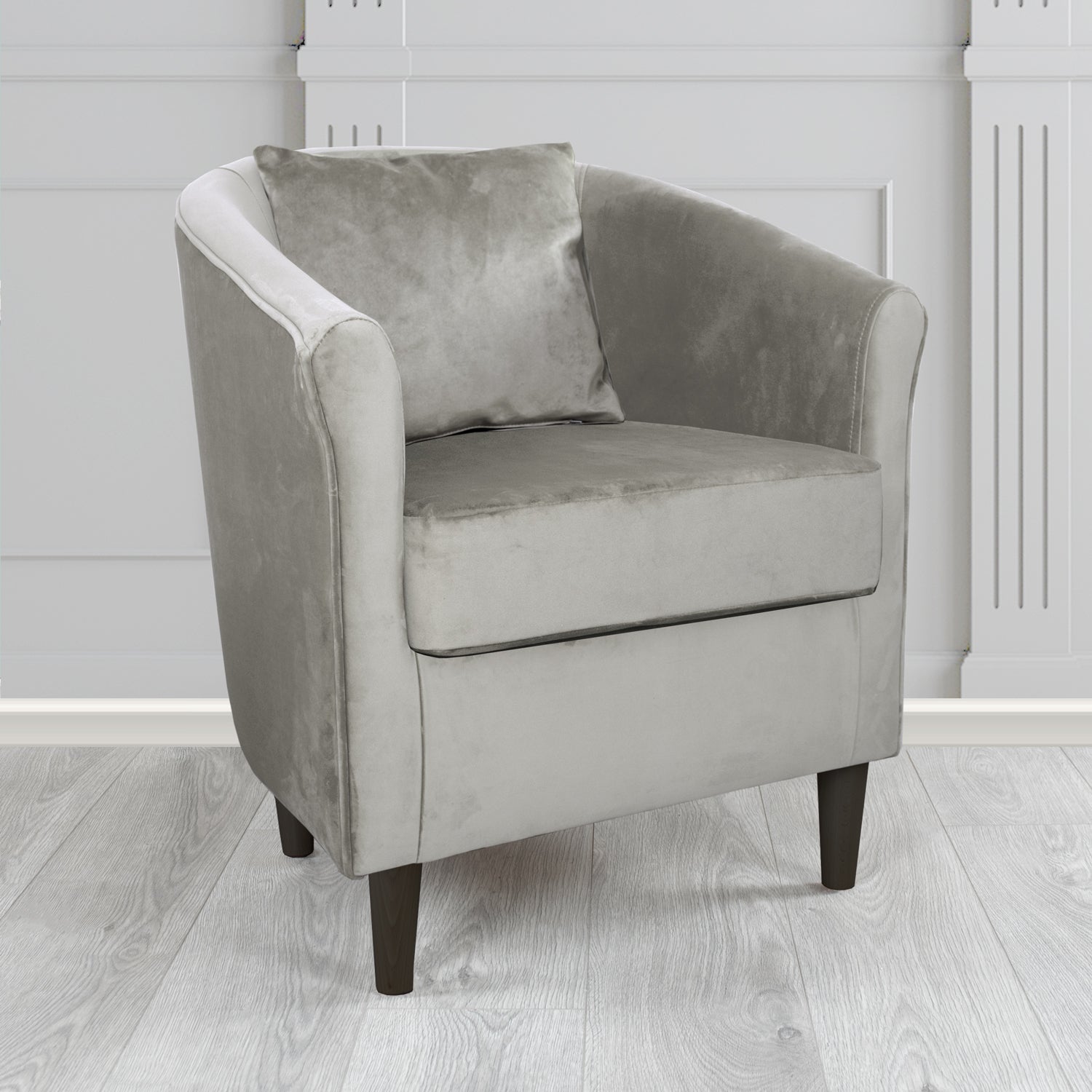 St Tropez Tub Chair with Scatter Cushion in Monaco Velvet Fabric