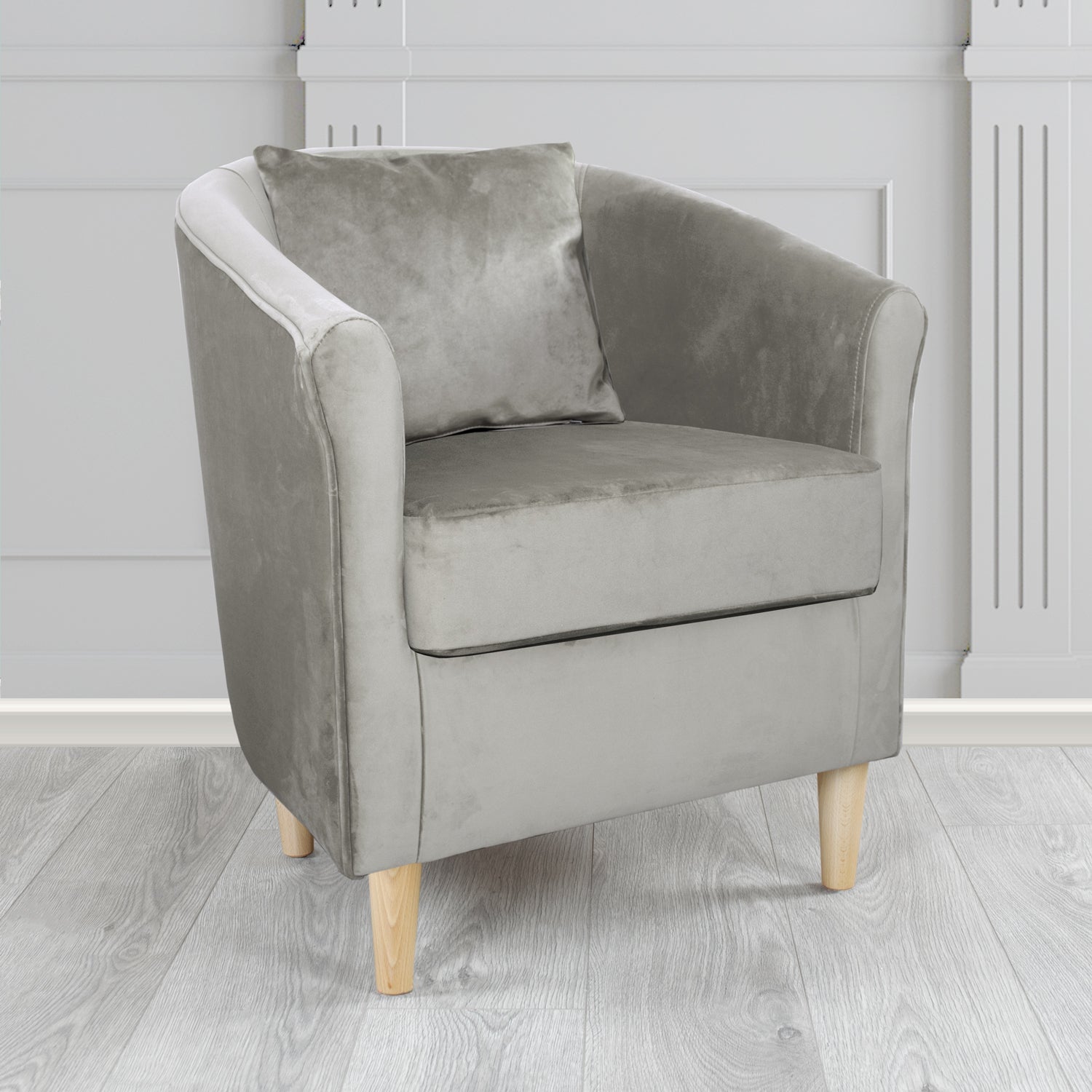 St Tropez Tub Chair with Scatter Cushion in Monaco Velvet Fabric