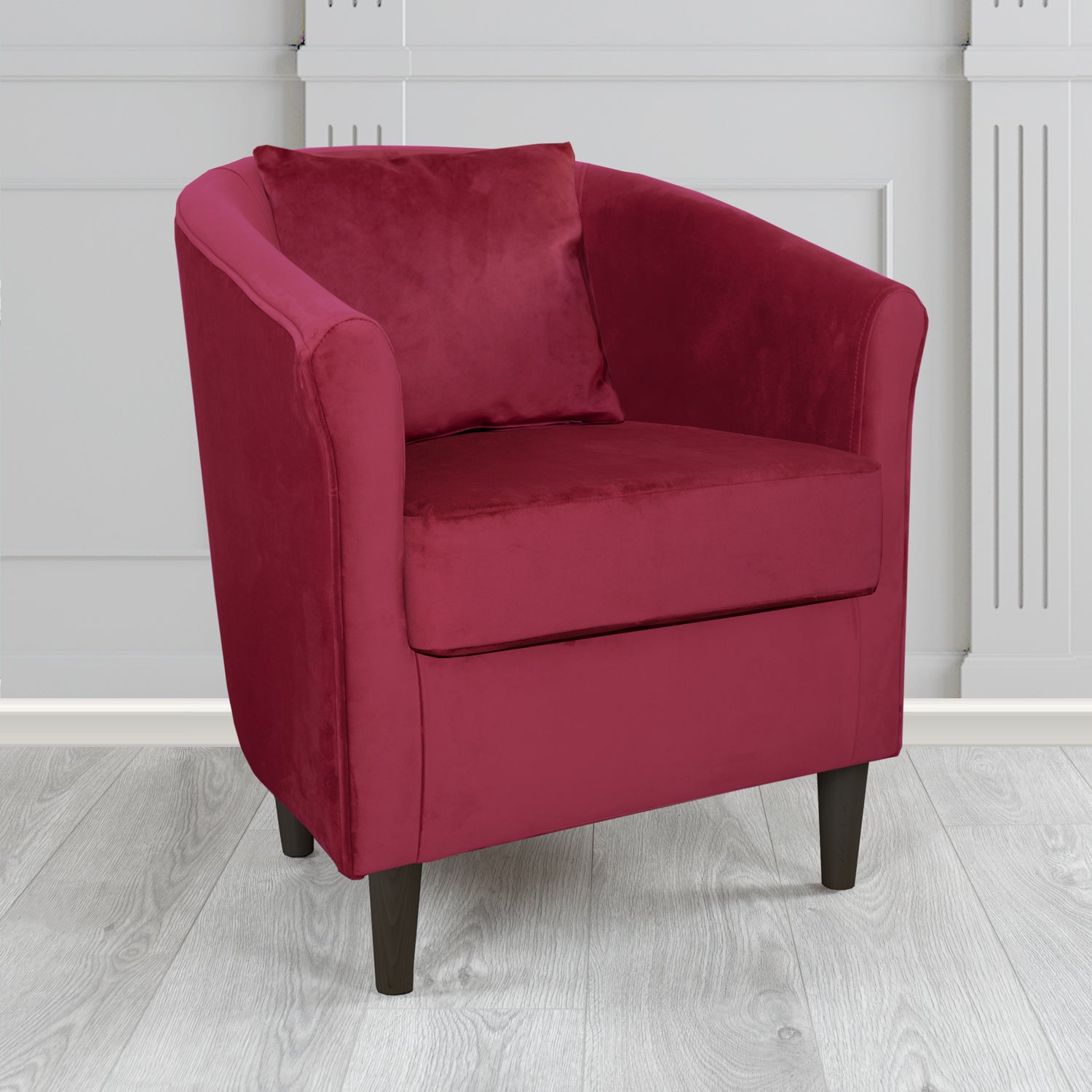 St Tropez Tub Chair with Scatter Cushion in Monaco Velvet Fabric