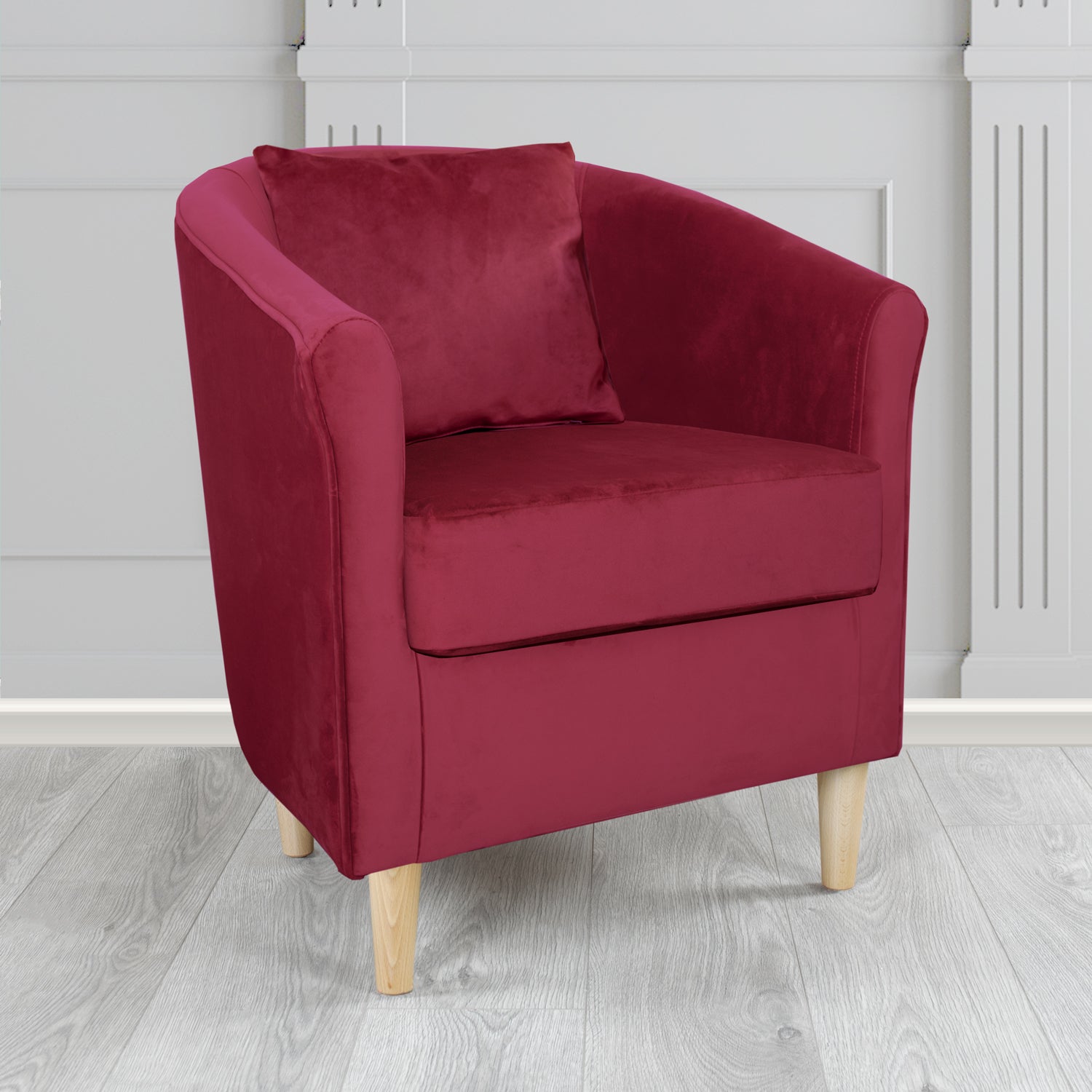 St Tropez Tub Chair with Scatter Cushion in Monaco Velvet Fabric