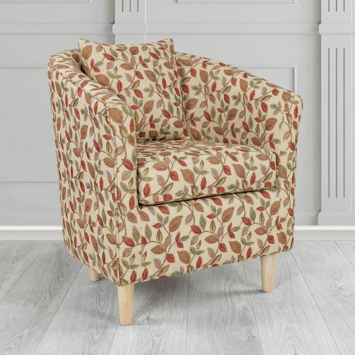 St Tropez Tub Chair in Porter and Stone Vercelli Floral Fabric with Scatter Cushion