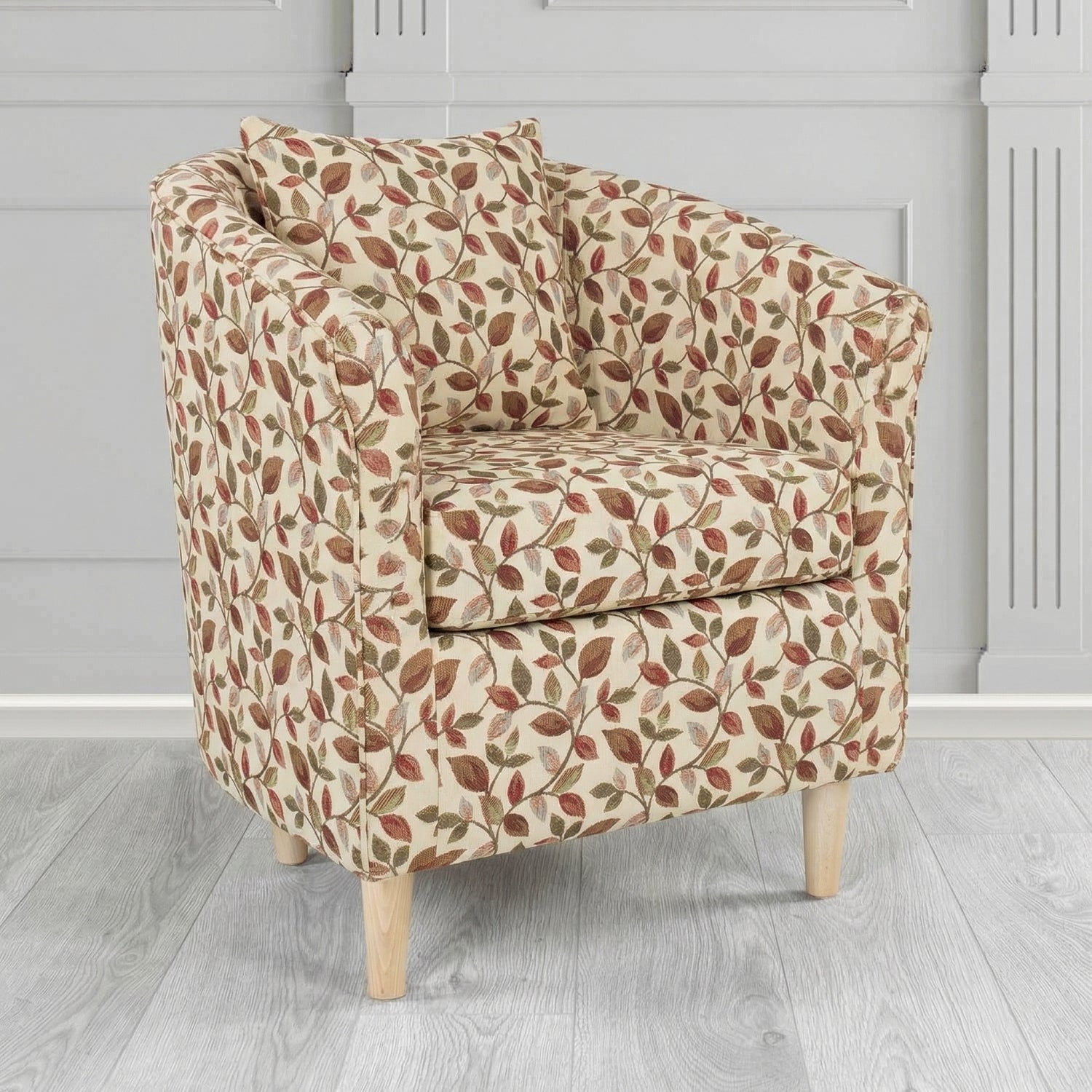 St Tropez Tub Chair in Porter and Stone Vercelli Floral Fabric with Scatter Cushion