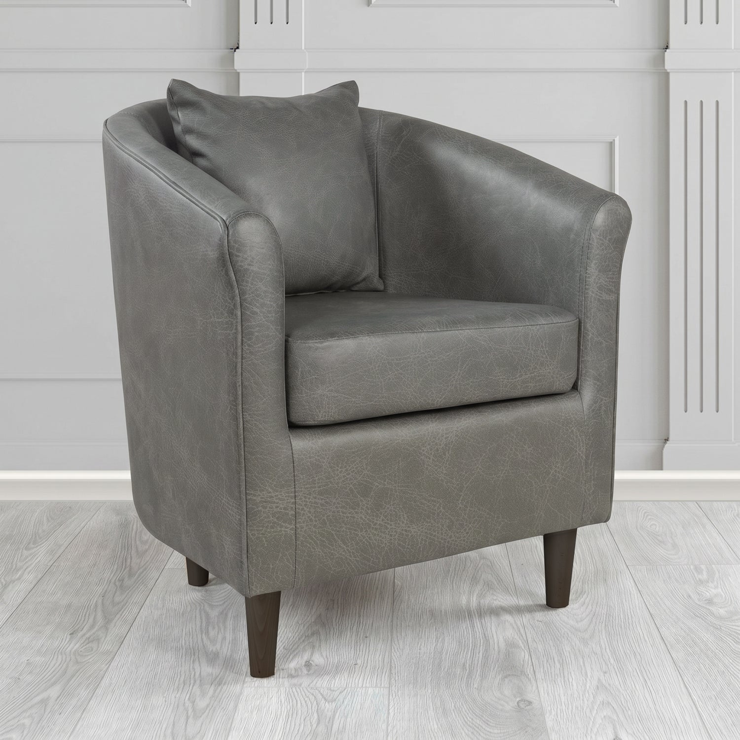St Tropez Tub Chair in Crest Leather Saloon Semi-Aniline Crib 5 Genuine Leather with Scatter Cushion