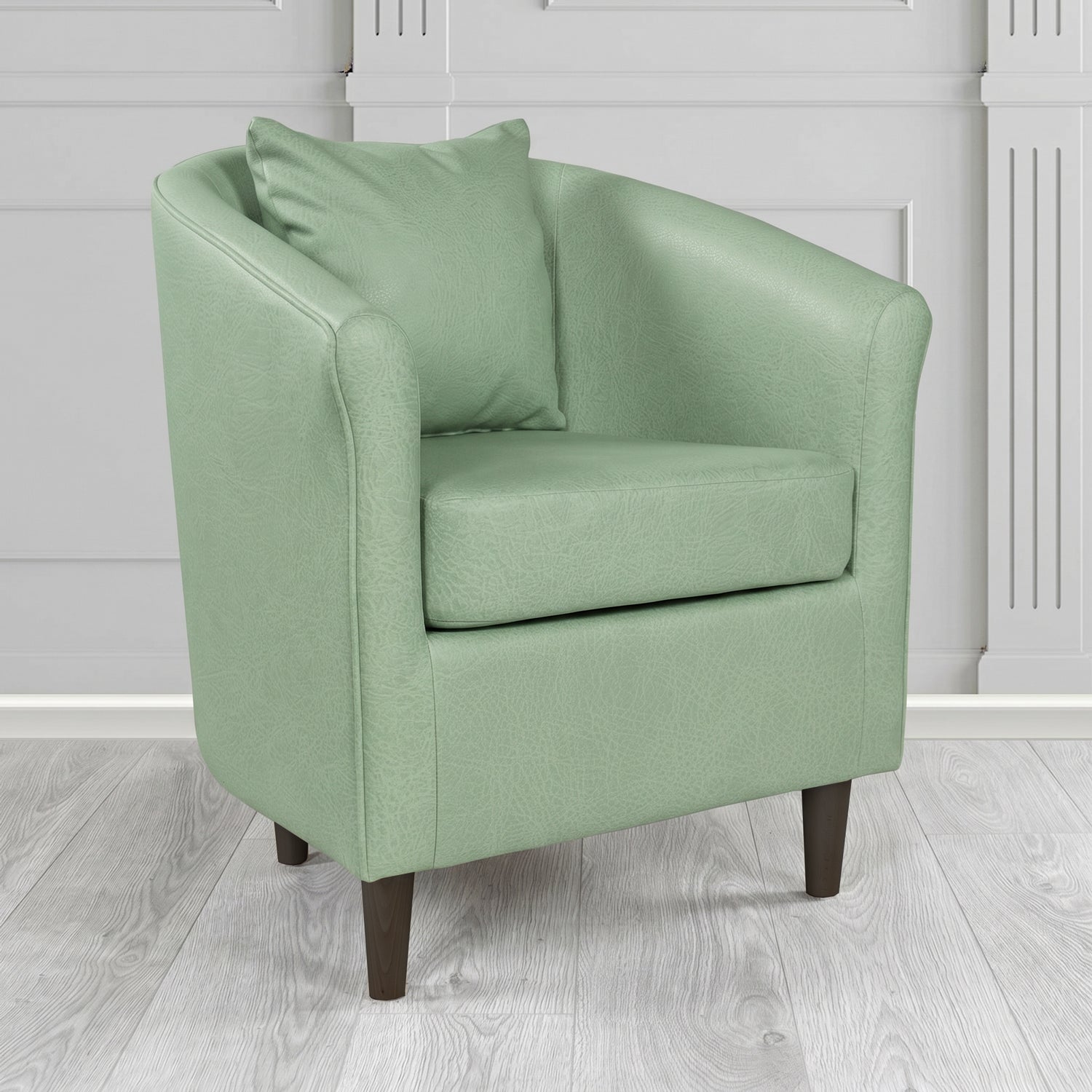 St Tropez Tub Chair in Crest Leather Saloon Semi-Aniline Crib 5 Genuine Leather with Scatter Cushion