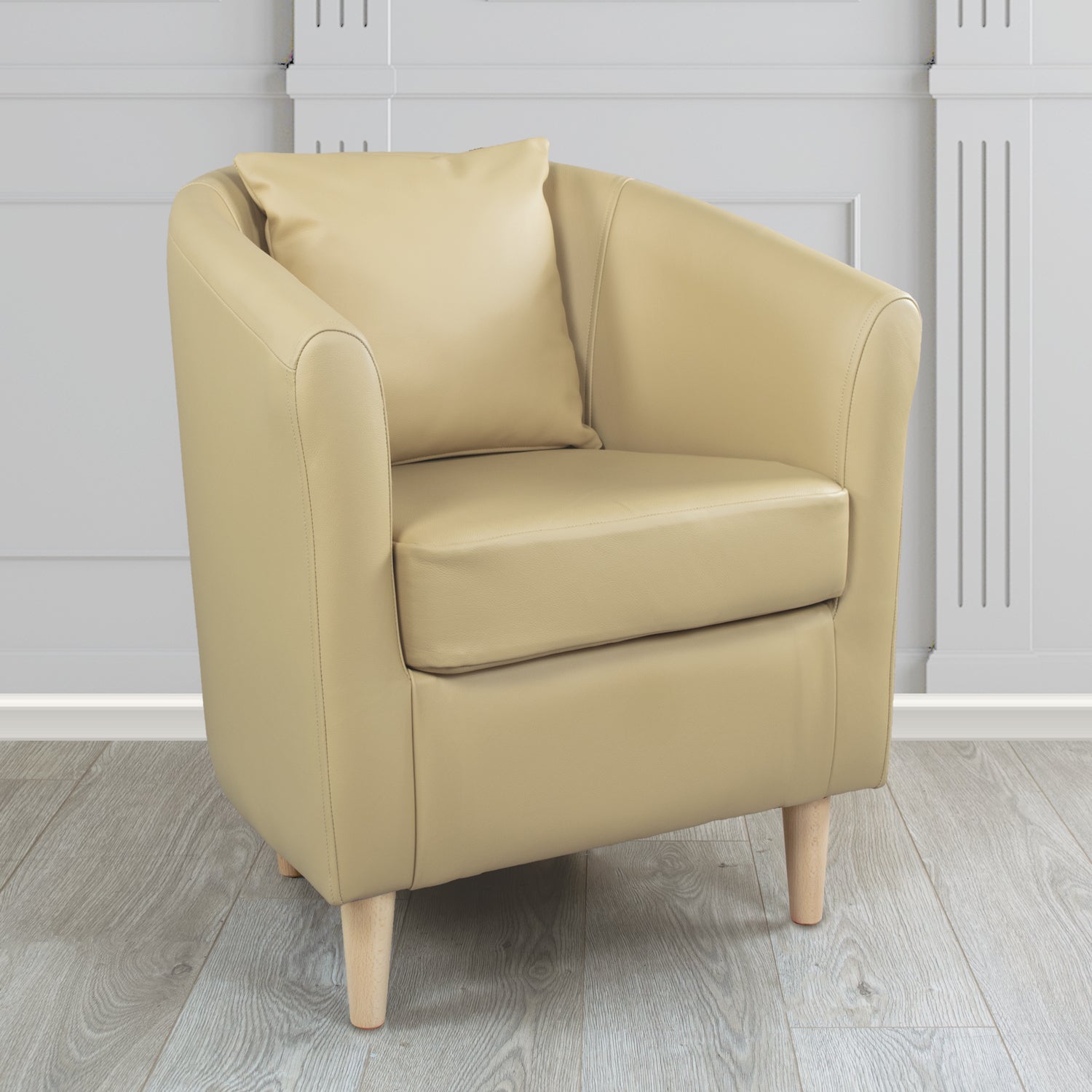 St Tropez Shelly Crib 5 Genuine Leather Tub Chair with Scatter Cushion