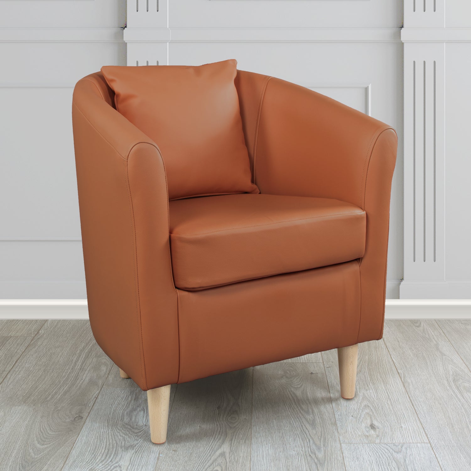 St Tropez Shelly Crib 5 Genuine Leather Tub Chair with Scatter Cushion