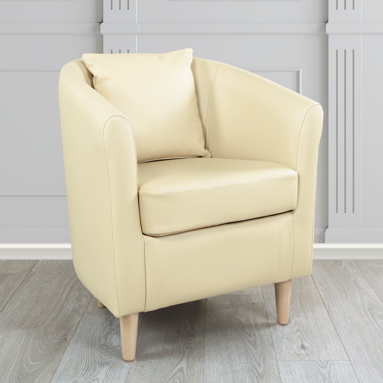St Tropez Shelly Crib 5 Genuine Leather Tub Chair with Scatter Cushion