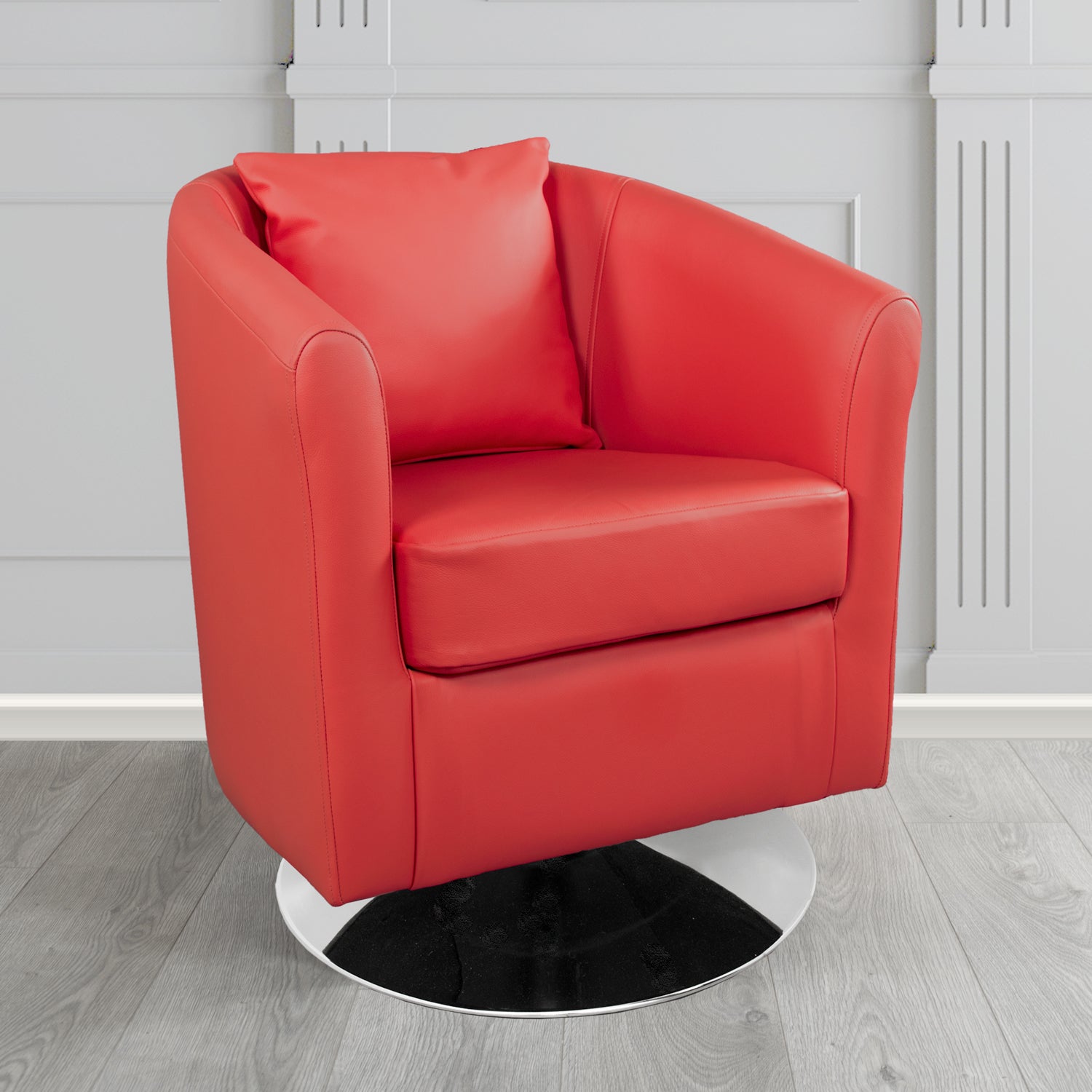 St Tropez Swivel Tub Chair in Shelly Crib 5 Genuine Leather with Scatter Cushion