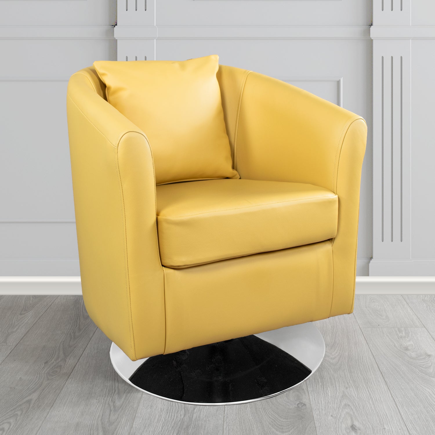 St Tropez Swivel Tub Chair in Shelly Crib 5 Genuine Leather with Scatter Cushion
