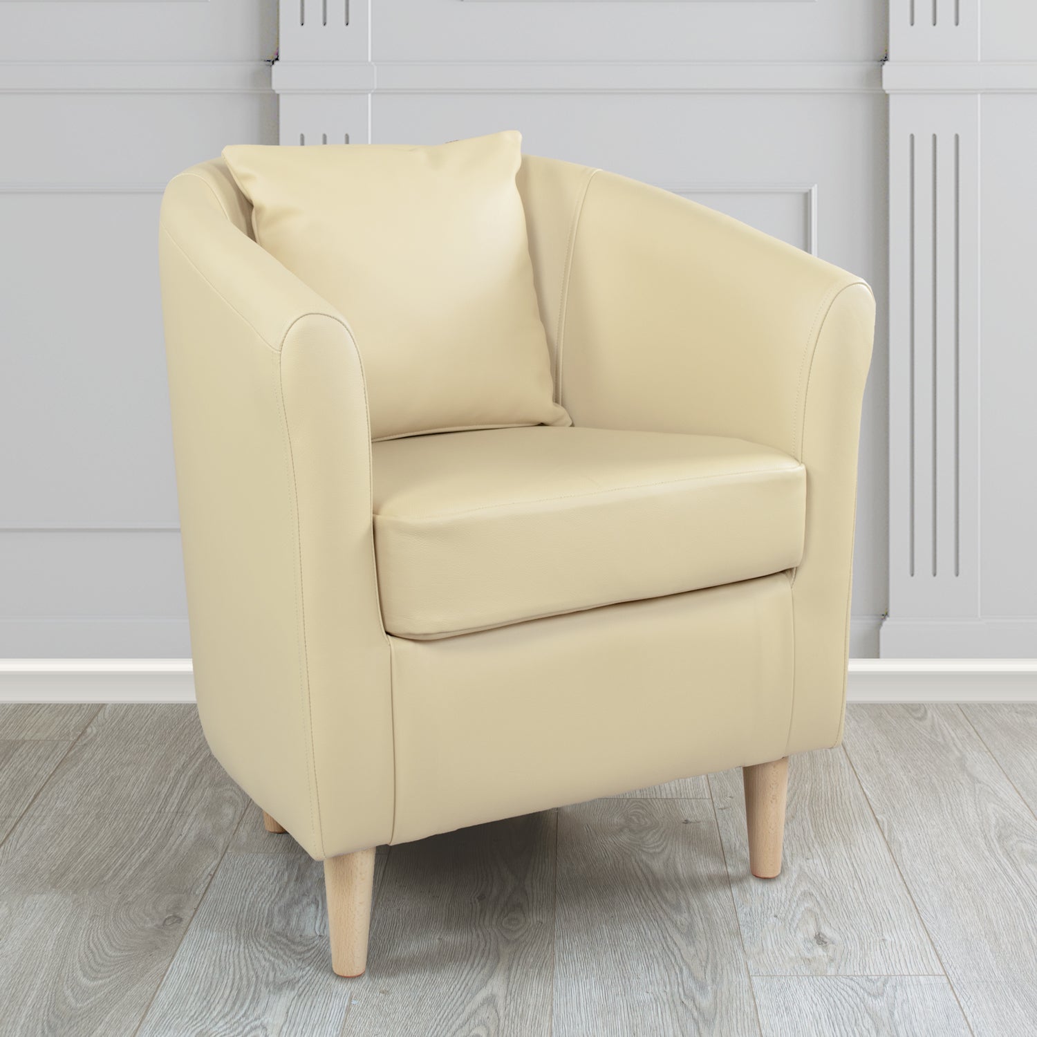 St Tropez Shelly Crib 5 Genuine Leather Tub Chair with Scatter Cushion