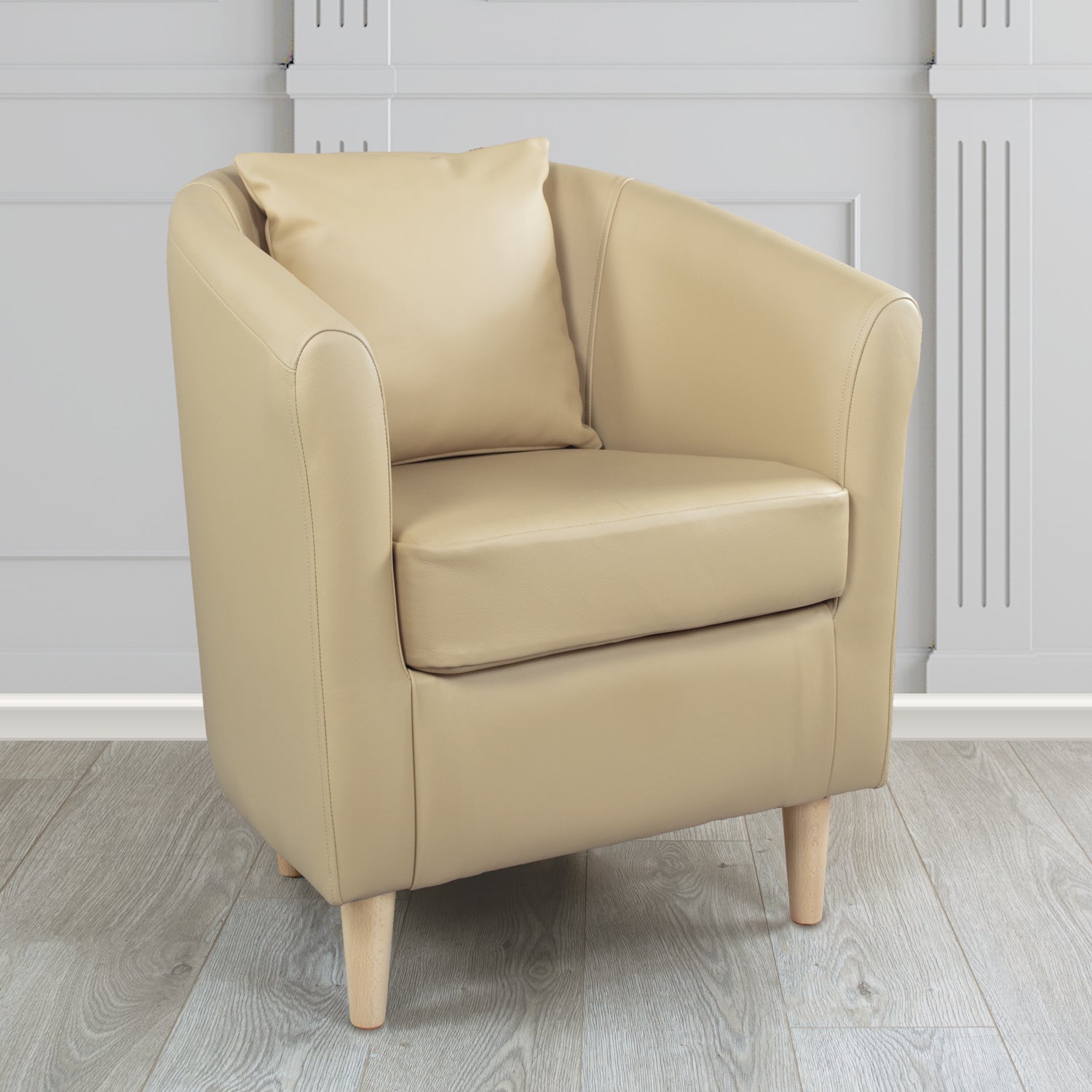 St Tropez Shelly Crib 5 Genuine Leather Tub Chair with Scatter Cushion