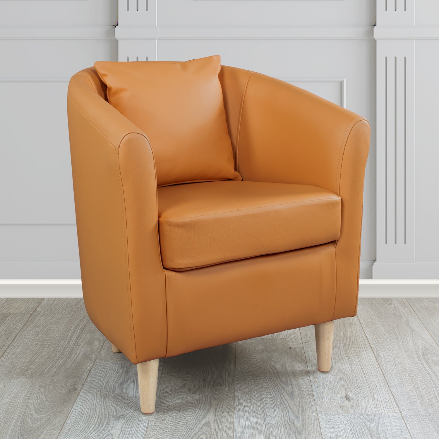 St Tropez Shelly Crib 5 Genuine Leather Tub Chair with Scatter Cushion