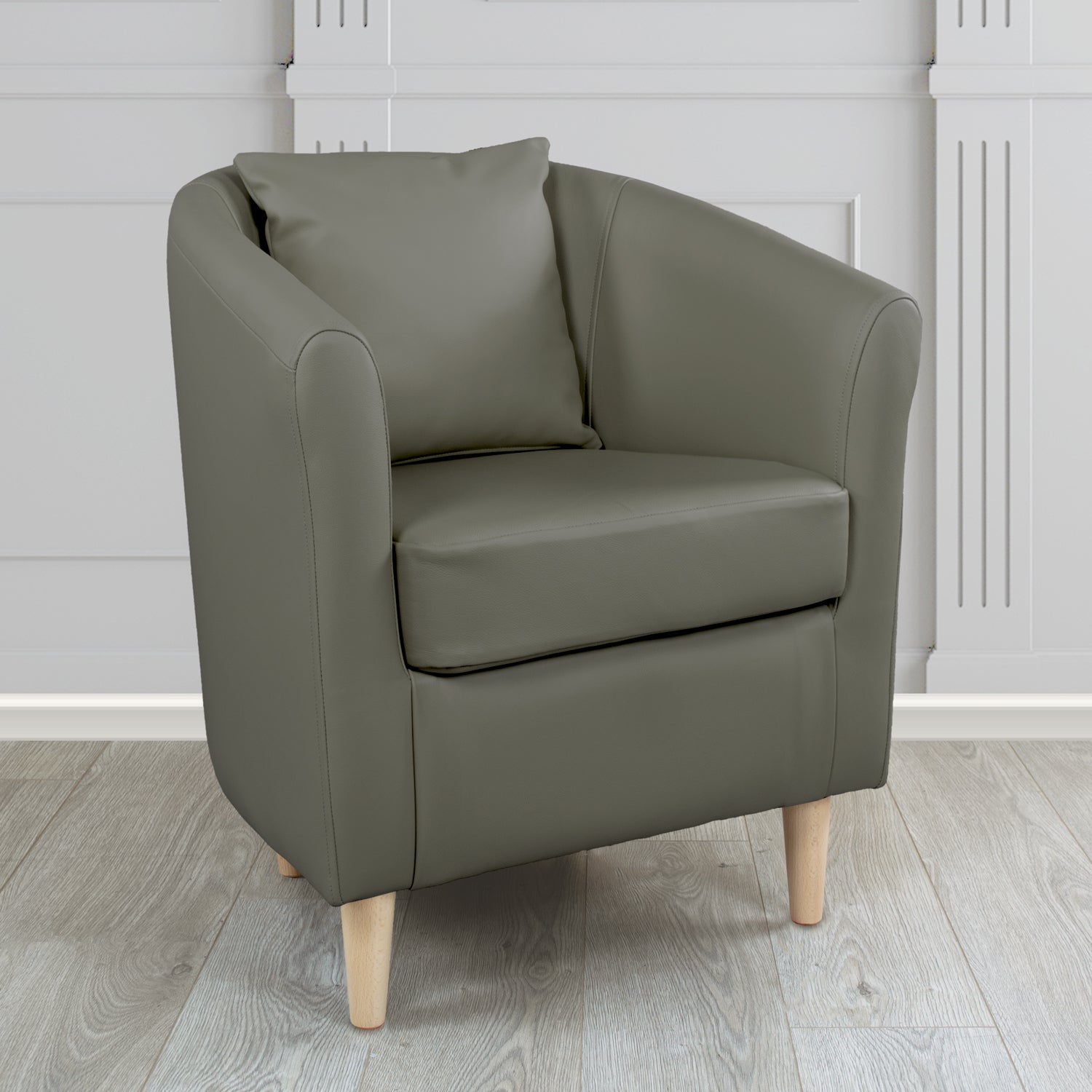 St Tropez Shelly Crib 5 Genuine Leather Tub Chair with Scatter Cushion