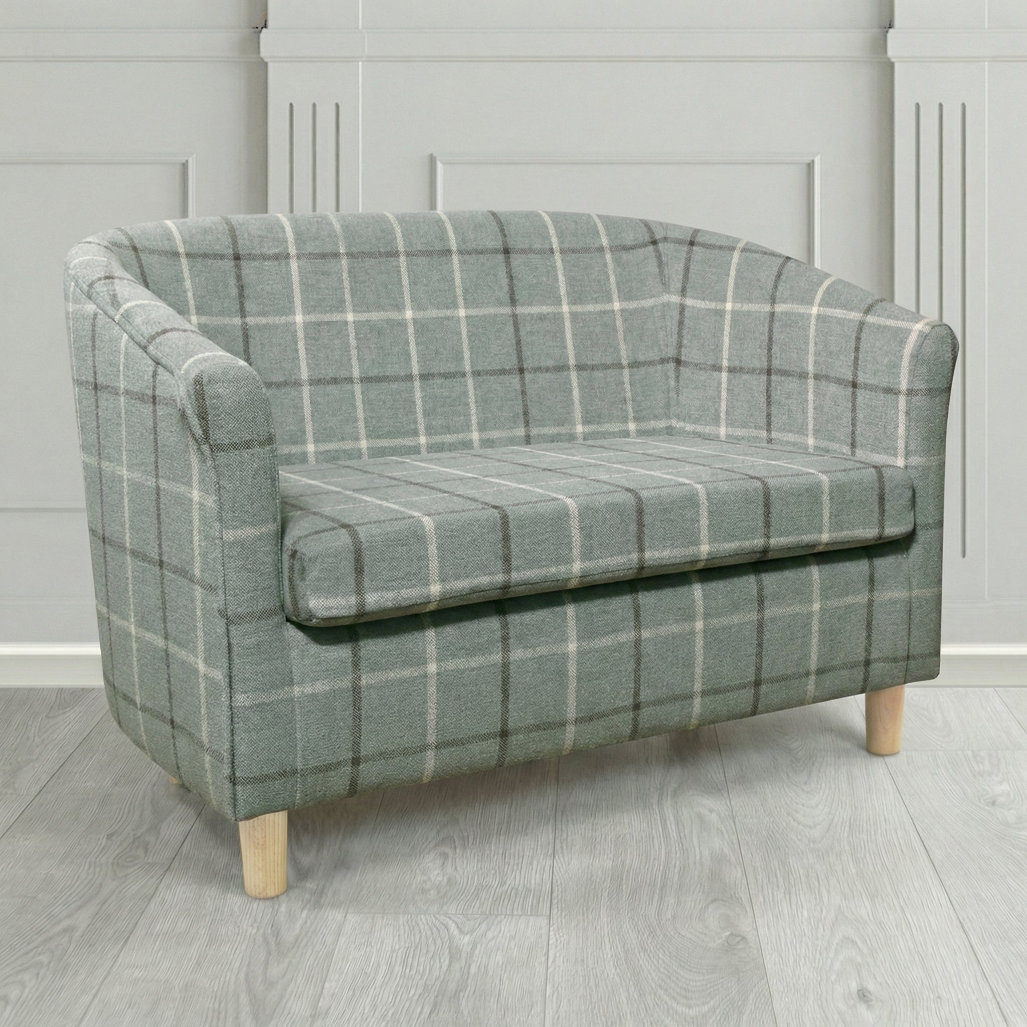 Tuscany 2 Seater Tub Sofa in Cristina Marrone Lana Check Tartan Crib 5 Fabric