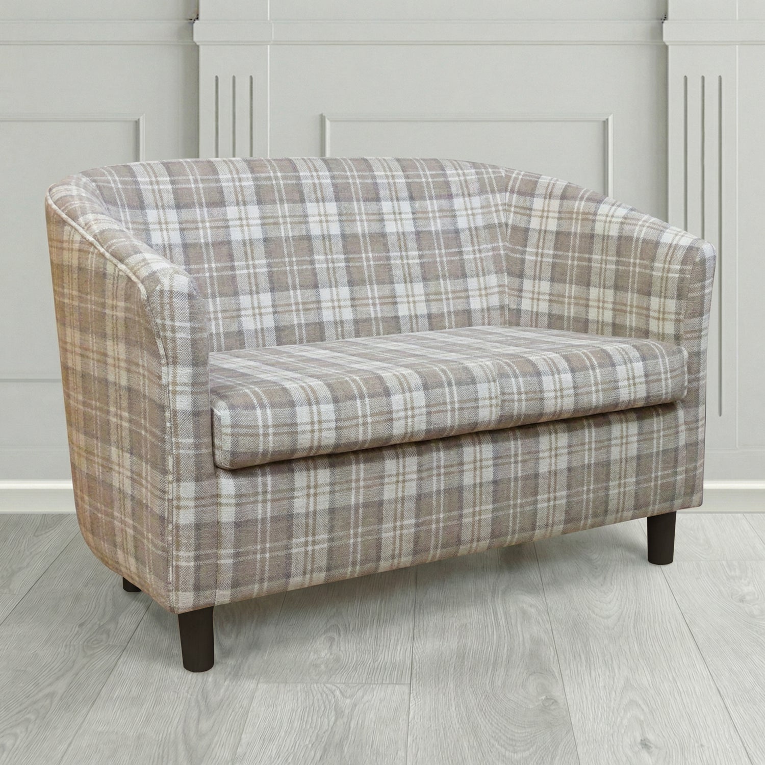 Tuscany 2 Seater Tub Sofa in Cristina Marrone Lana Tartan Crib 5 Fabric