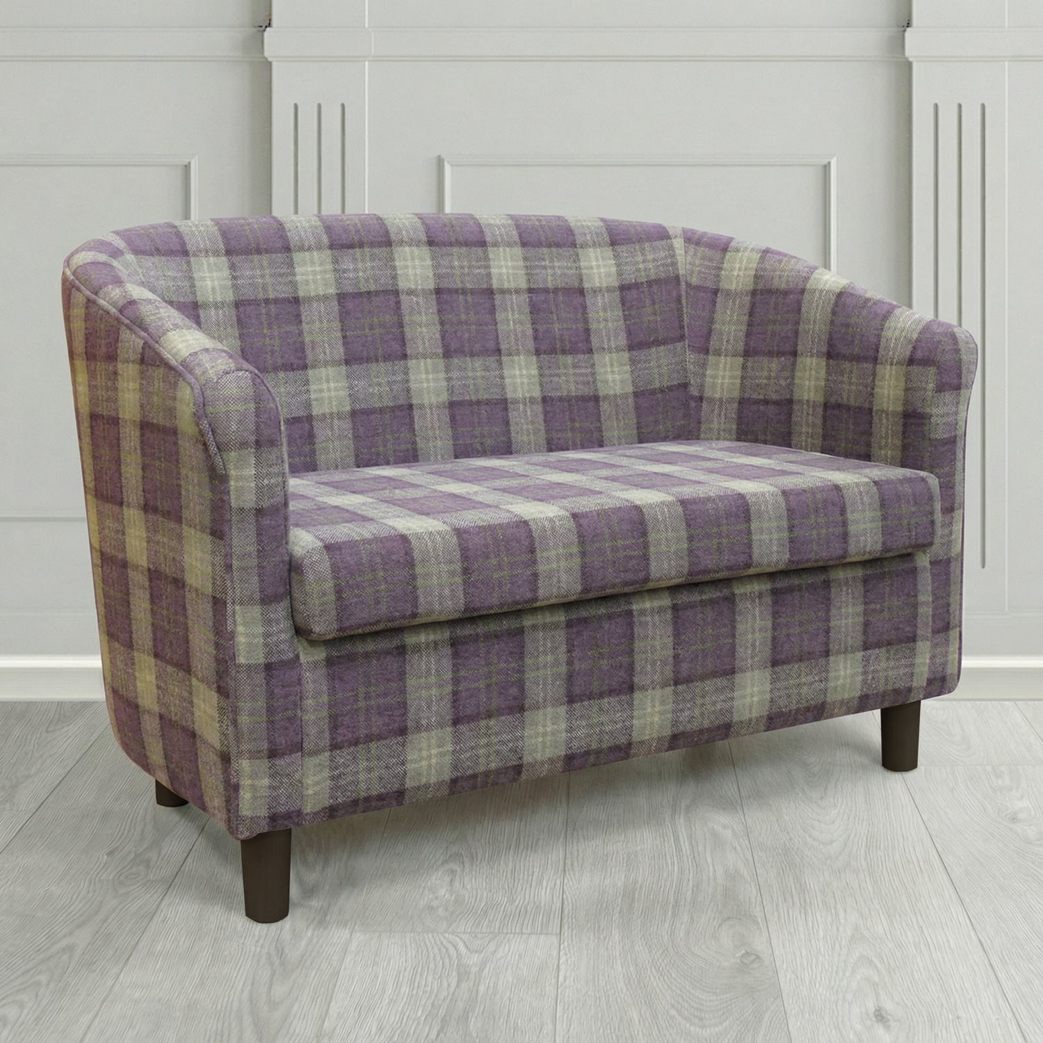 Tuscany 2 Seater Tub Sofa in Cristina Marrone Lana Tartan Crib 5 Fabric