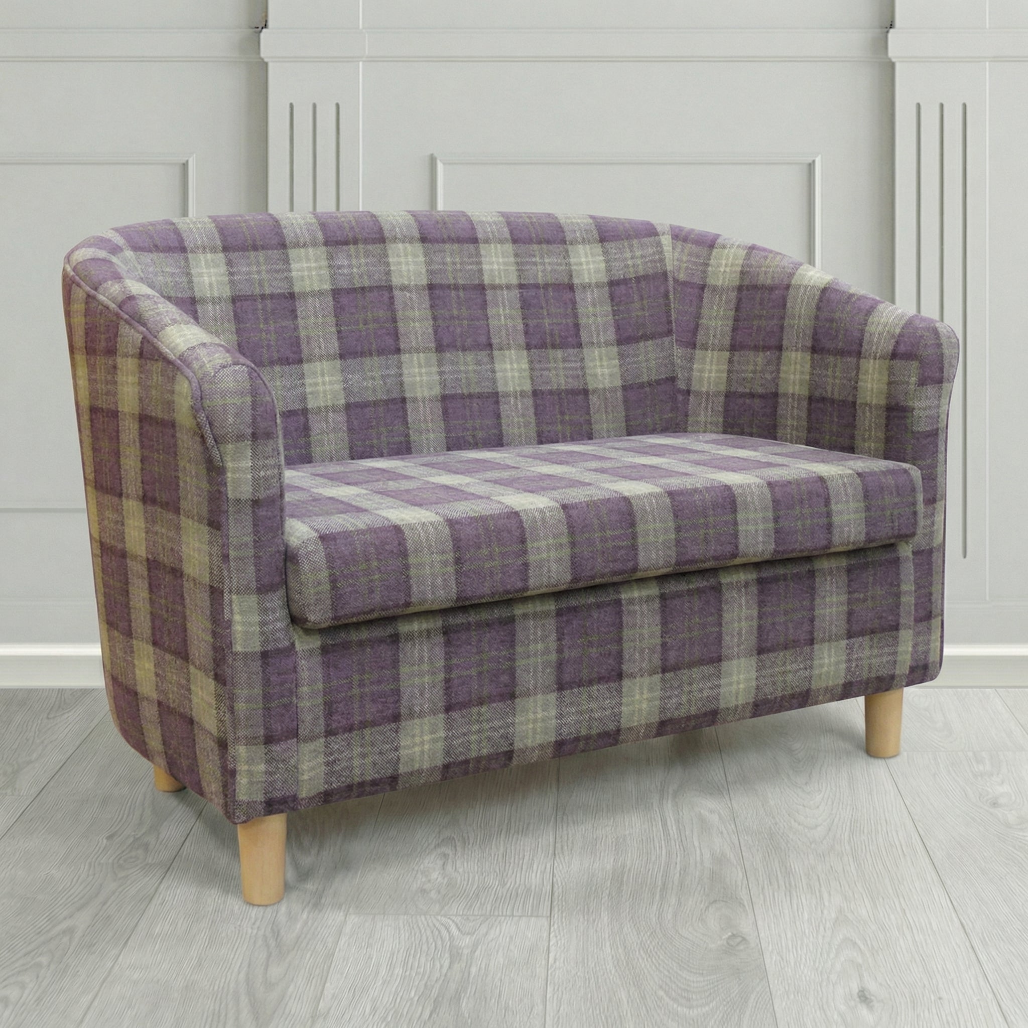 Tuscany 2 Seater Tub Sofa in Cristina Marrone Lana Tartan Crib 5 Fabric