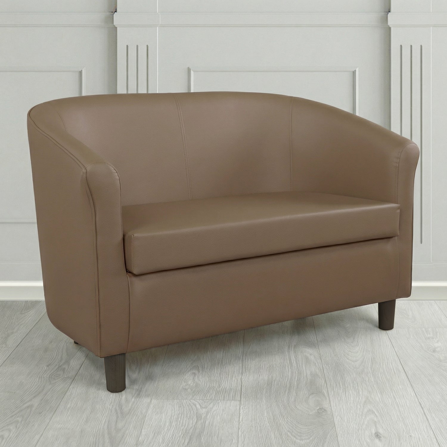 Tuscany 2 Seater Tub Sofa in Cristina Marrone Memphis Antimicrobial Crib 5 Contract Faux Leather