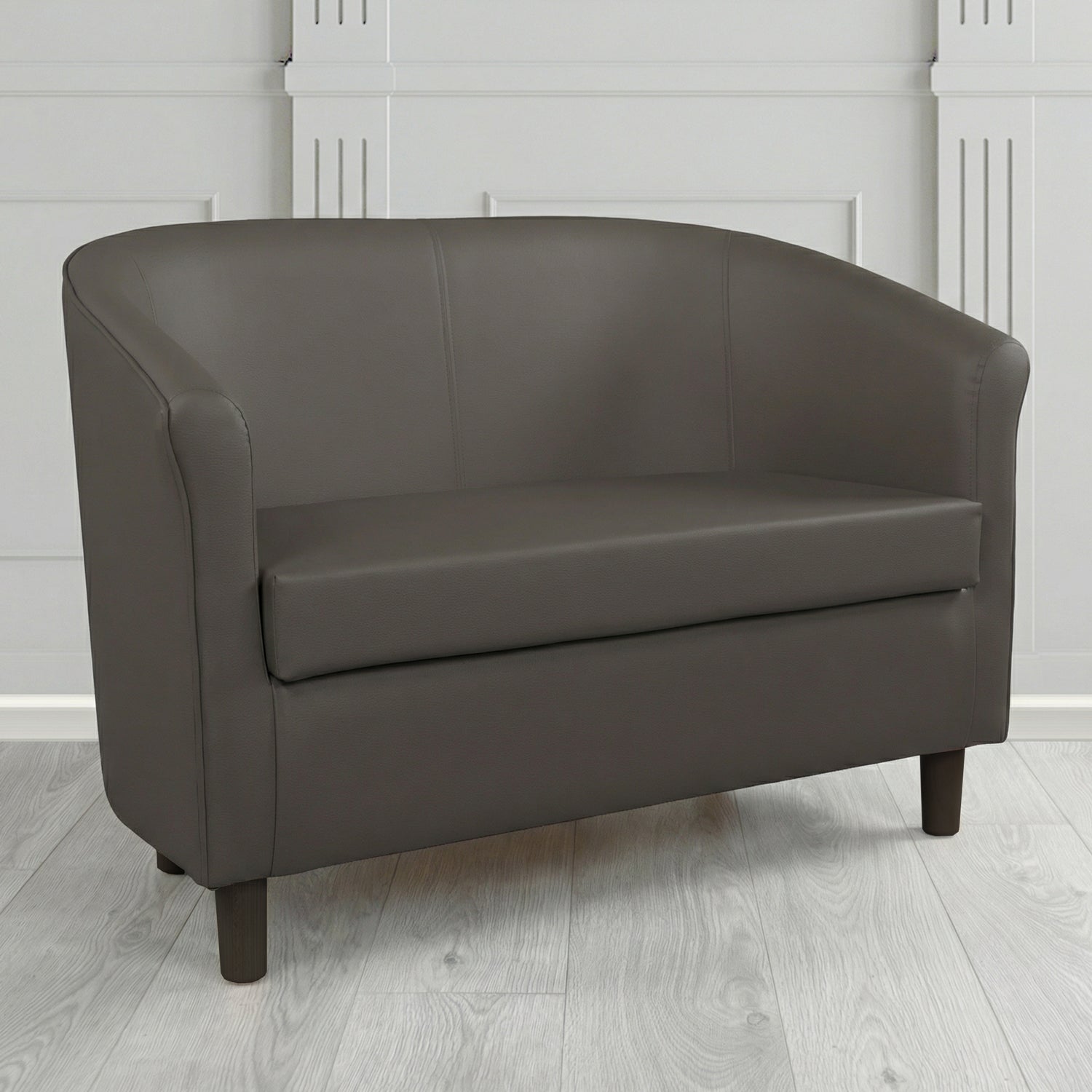 Tuscany 2 Seater Tub Sofa in Cristina Marrone Memphis Antimicrobial Crib 5 Contract Faux Leather