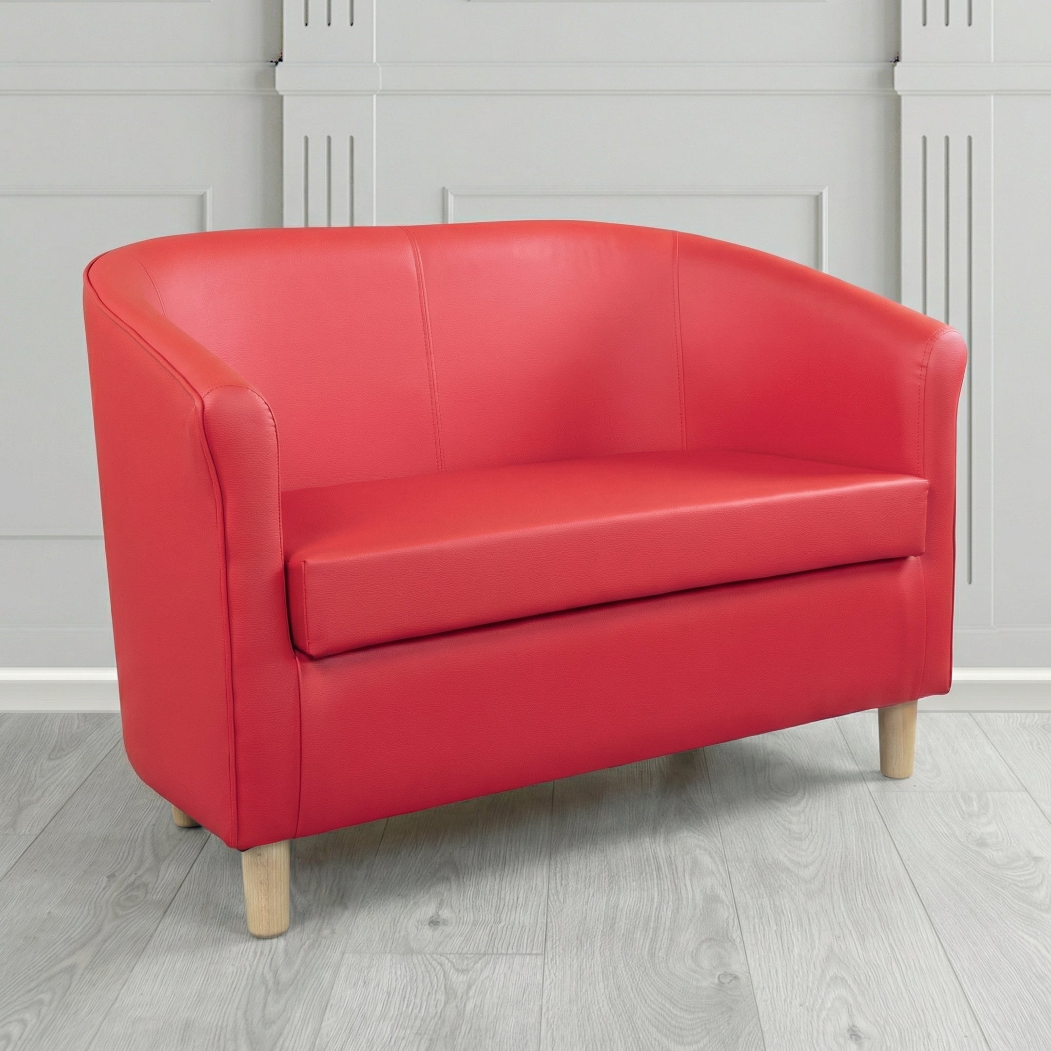 Tuscany 2 Seater Tub Sofa in Cristina Marrone Memphis Antimicrobial Crib 5 Contract Faux Leather