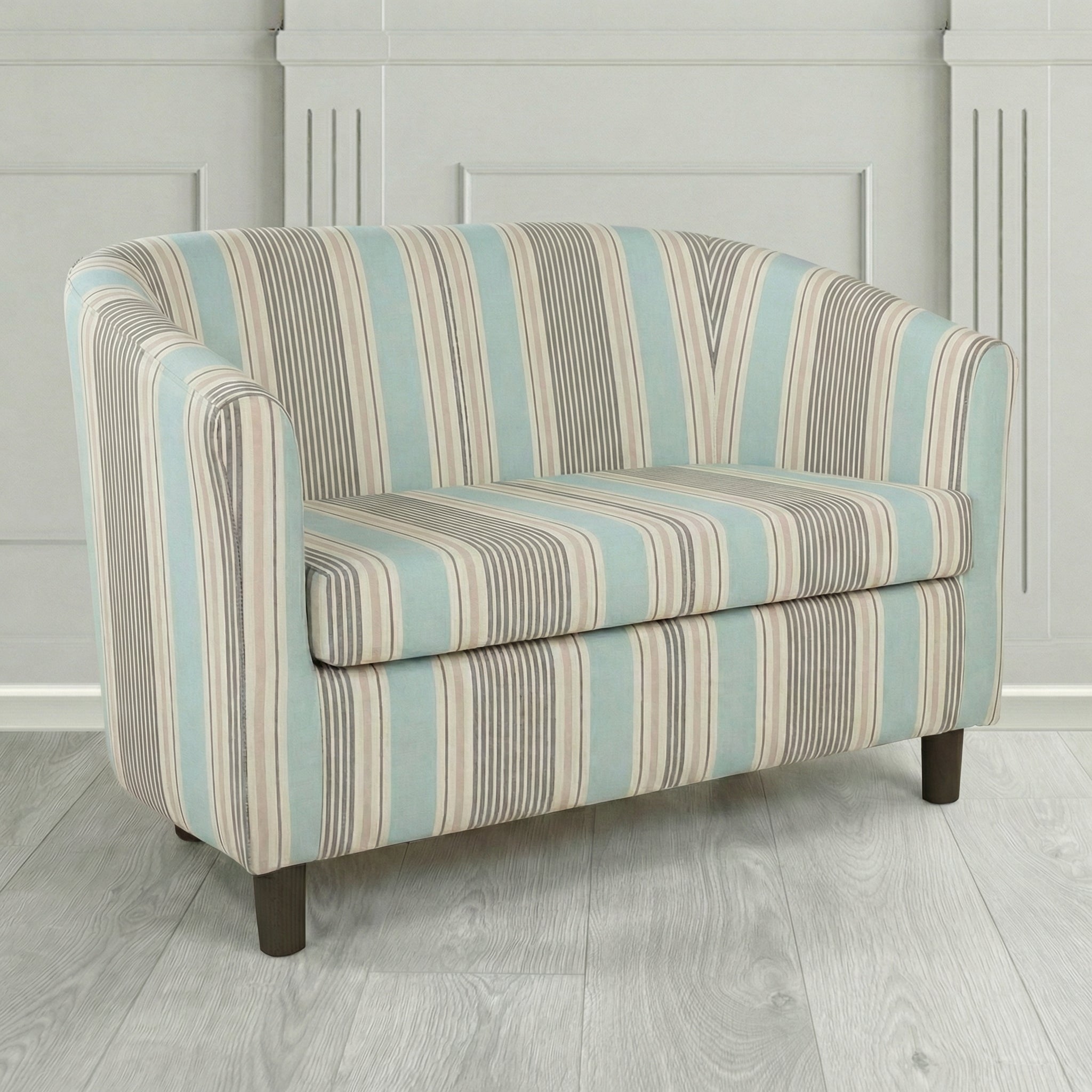 Tuscany 2 Seater Tub Sofa in Clarke and Clarke Sail Stripe Fabric