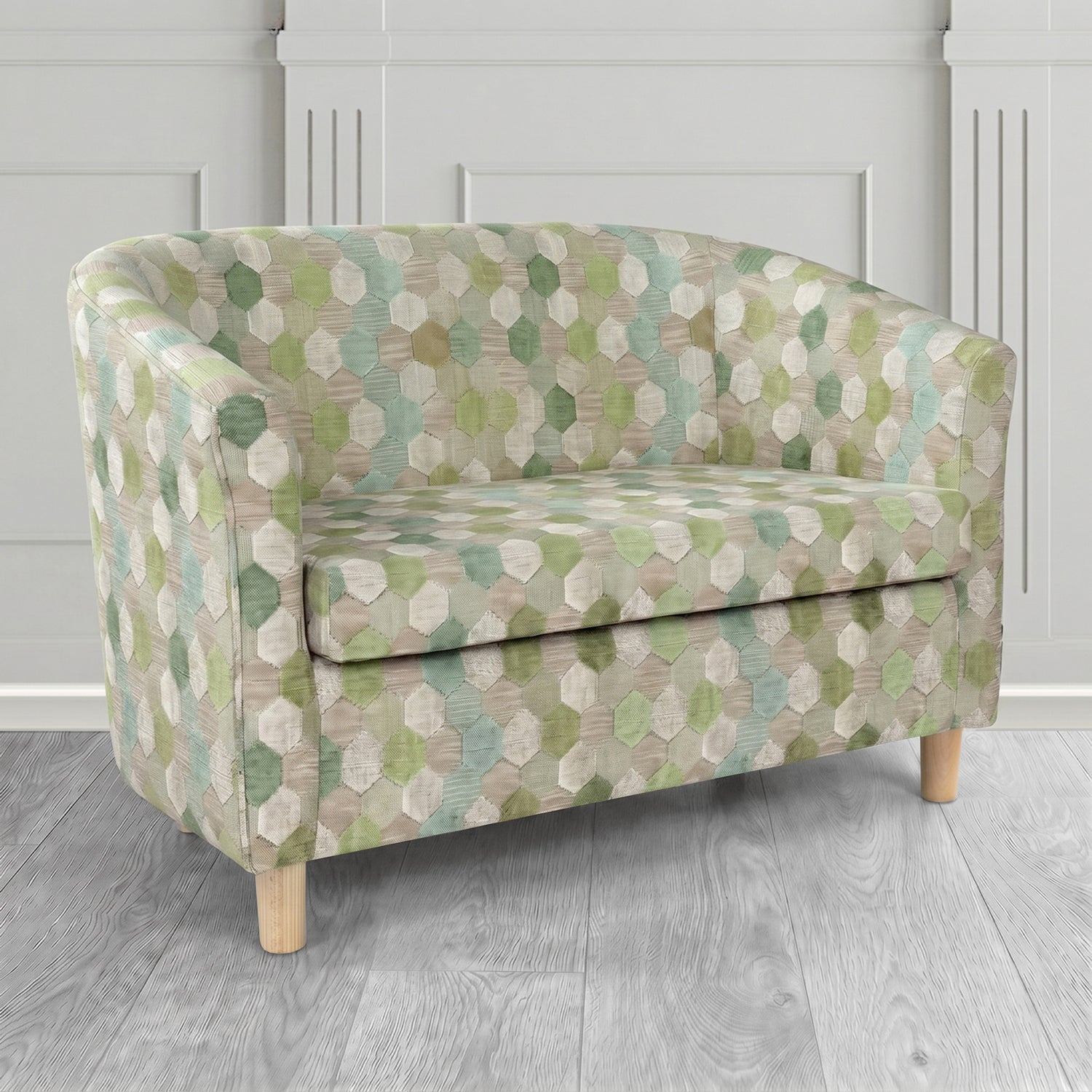 Tuscany 2 Seater Tub Sofa in Cristina Marrone Extravaganza Honeycomb Velvet Pattern Fabric
