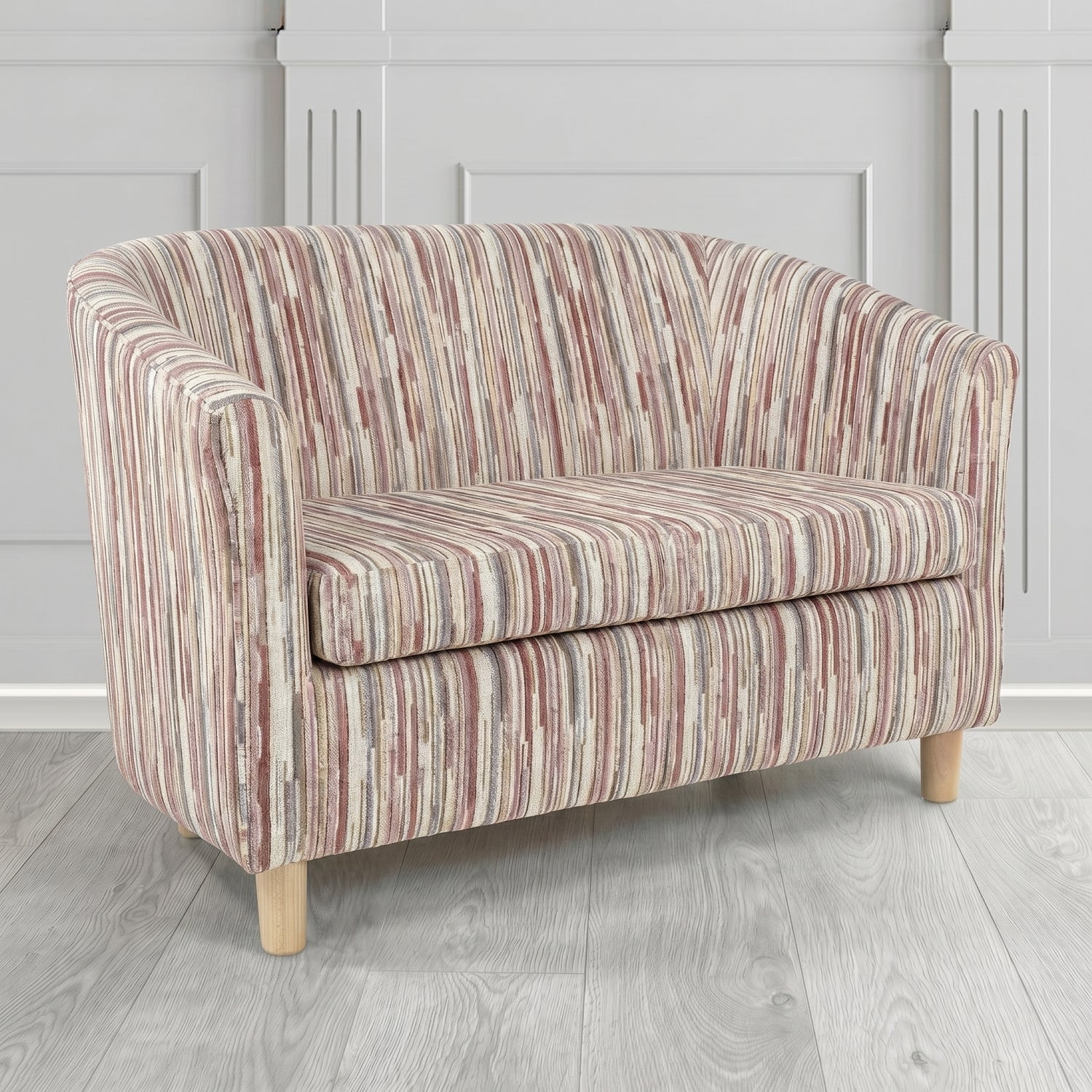 Tuscany 2 Seater Tub Sofa in Cristina Marrone Extravaganza Stripe Fabric